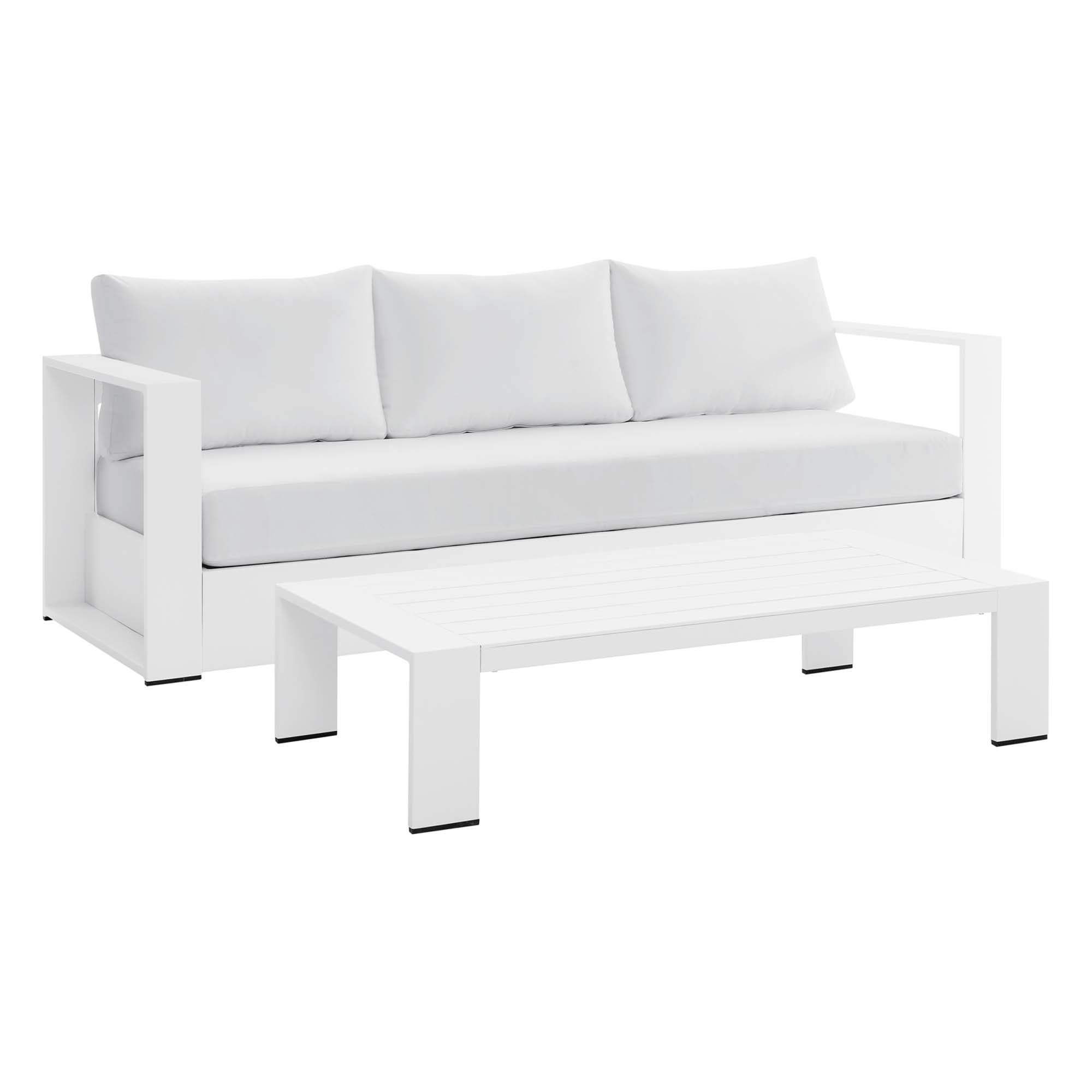Tulsa 2 Piece Outdoor Powder Coated Aluminum Sofa and Coffee Table Set