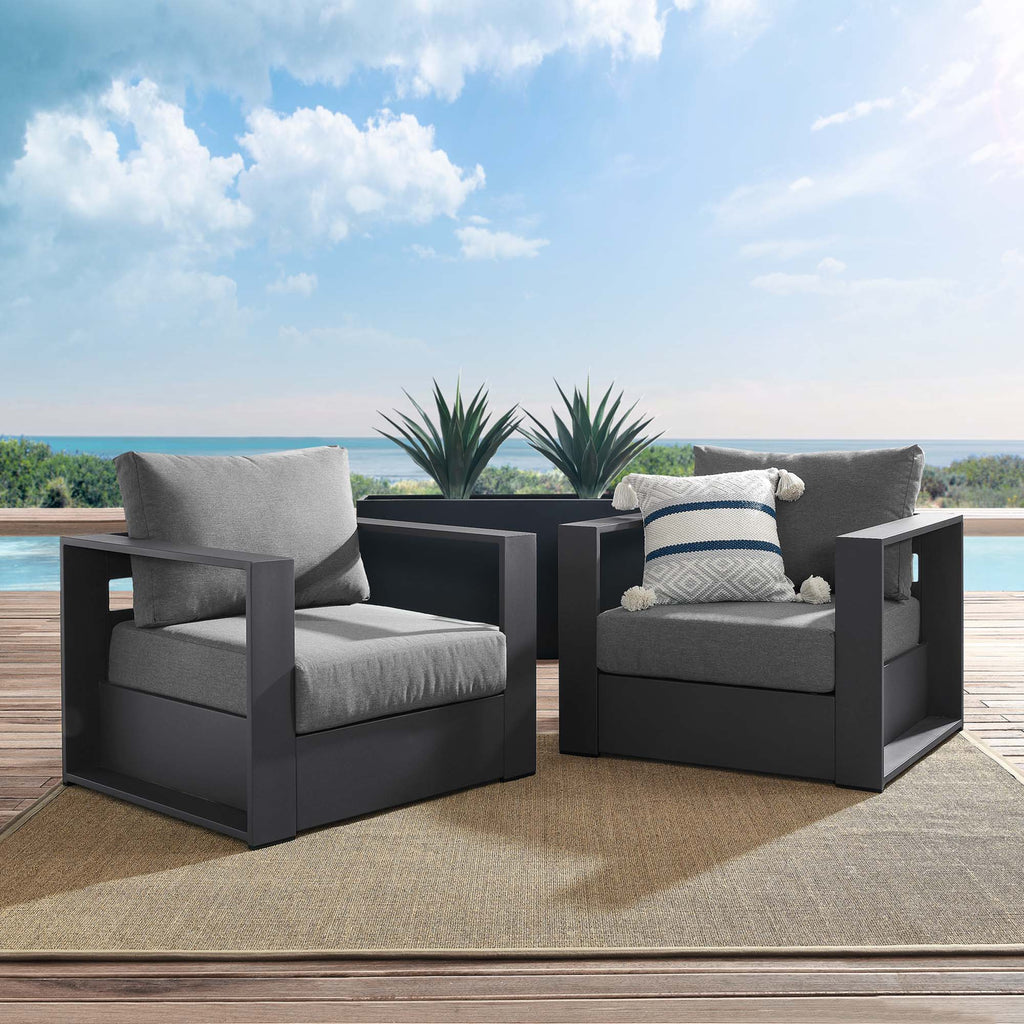Tulsa 2 Piece Outdoor Powder Coated Aluminum Armchair Set of 2