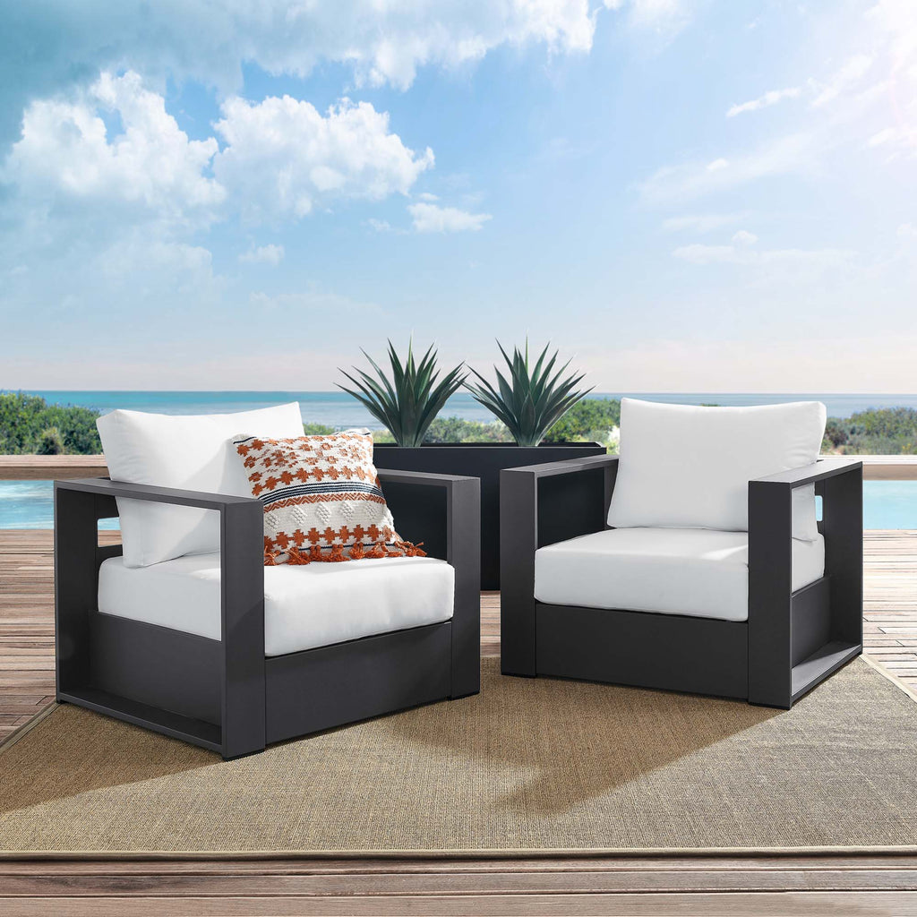 Tulsa 2 Piece Outdoor Powder Coated Aluminum Armchair Set of 2