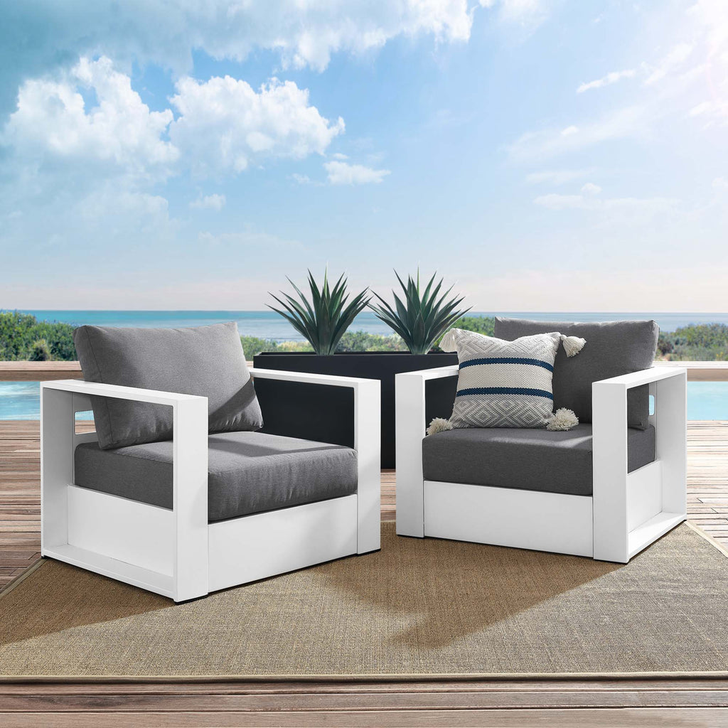 Tulsa 2 Piece Outdoor Powder Coated Aluminum Armchair Set of 2