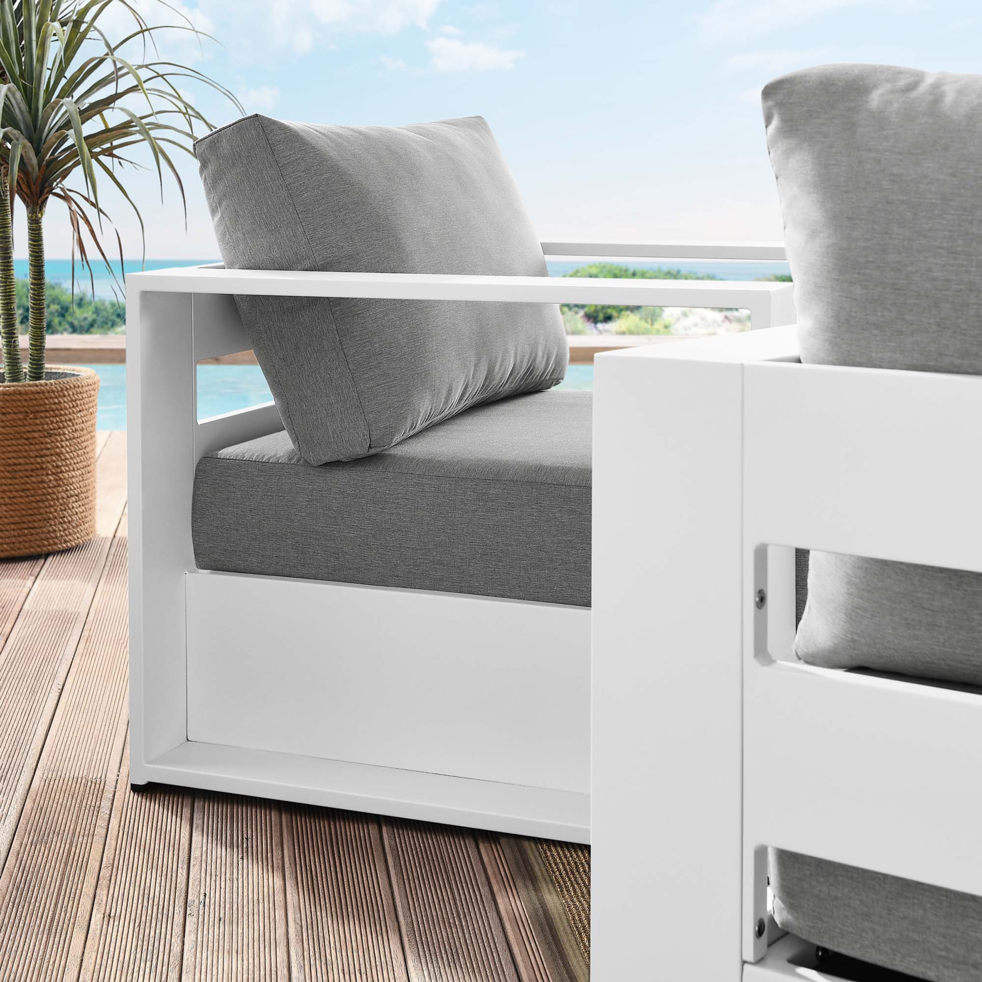 Tulsa 2 Piece Outdoor Powder Coated Aluminum Armchair Set of 2