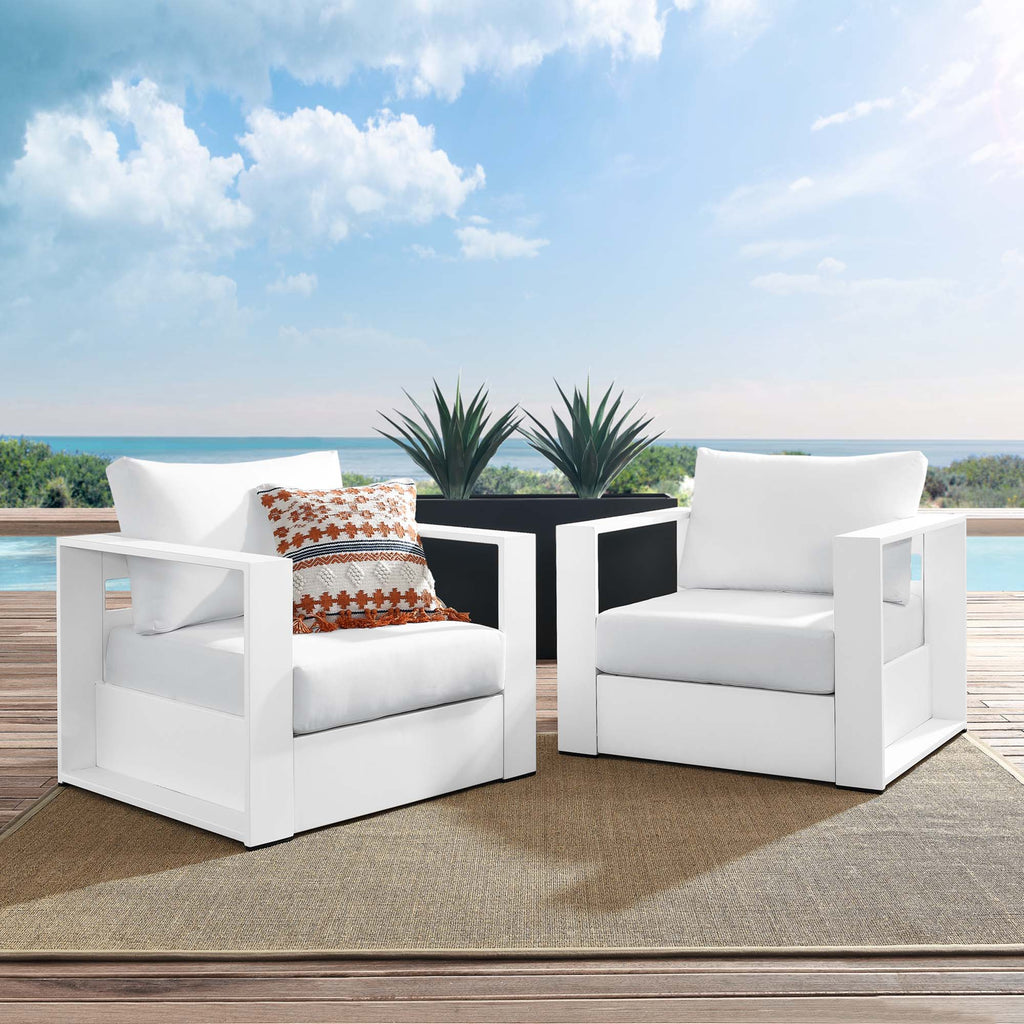 Tulsa 2 Piece Outdoor Powder Coated Aluminum Armchair Set of 2