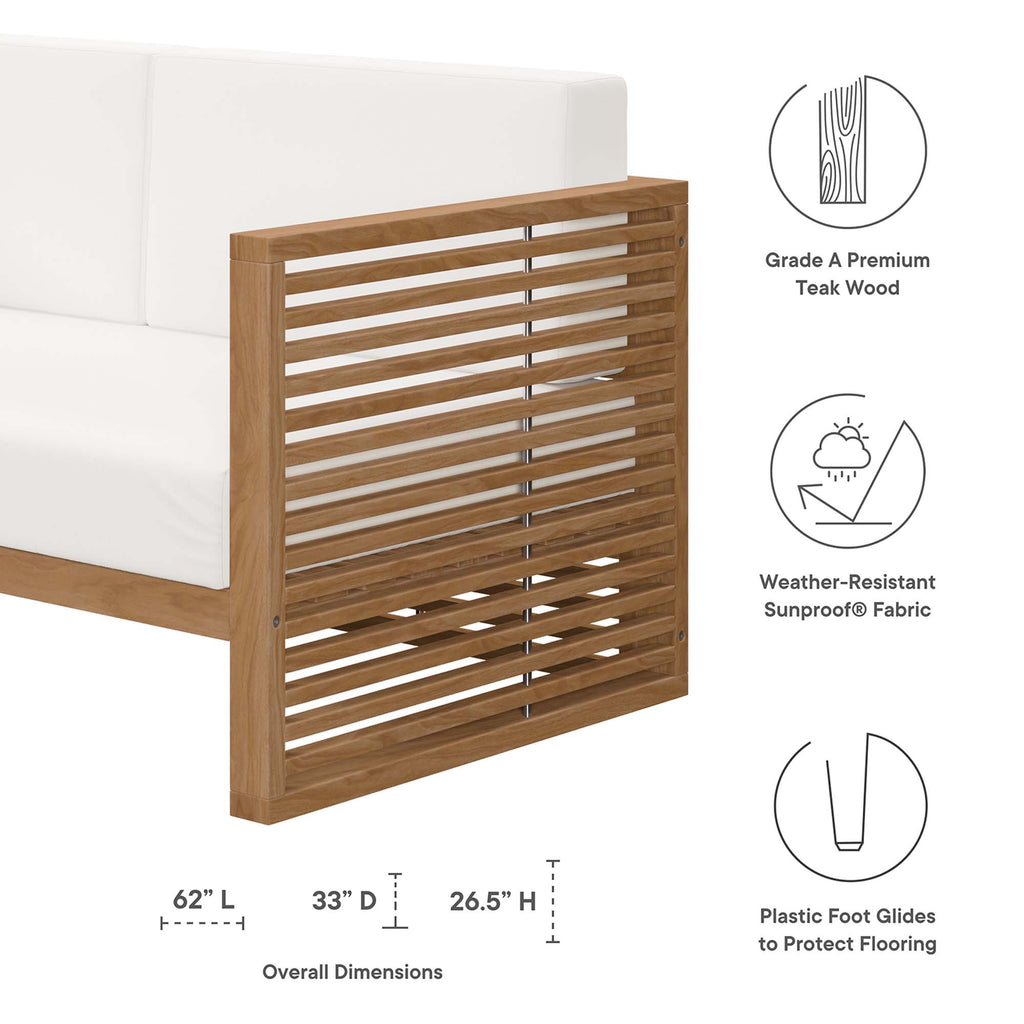 Barkley 3 Piece Teak Wood Outdoor Set Loveseat, Chair and Coffee Table