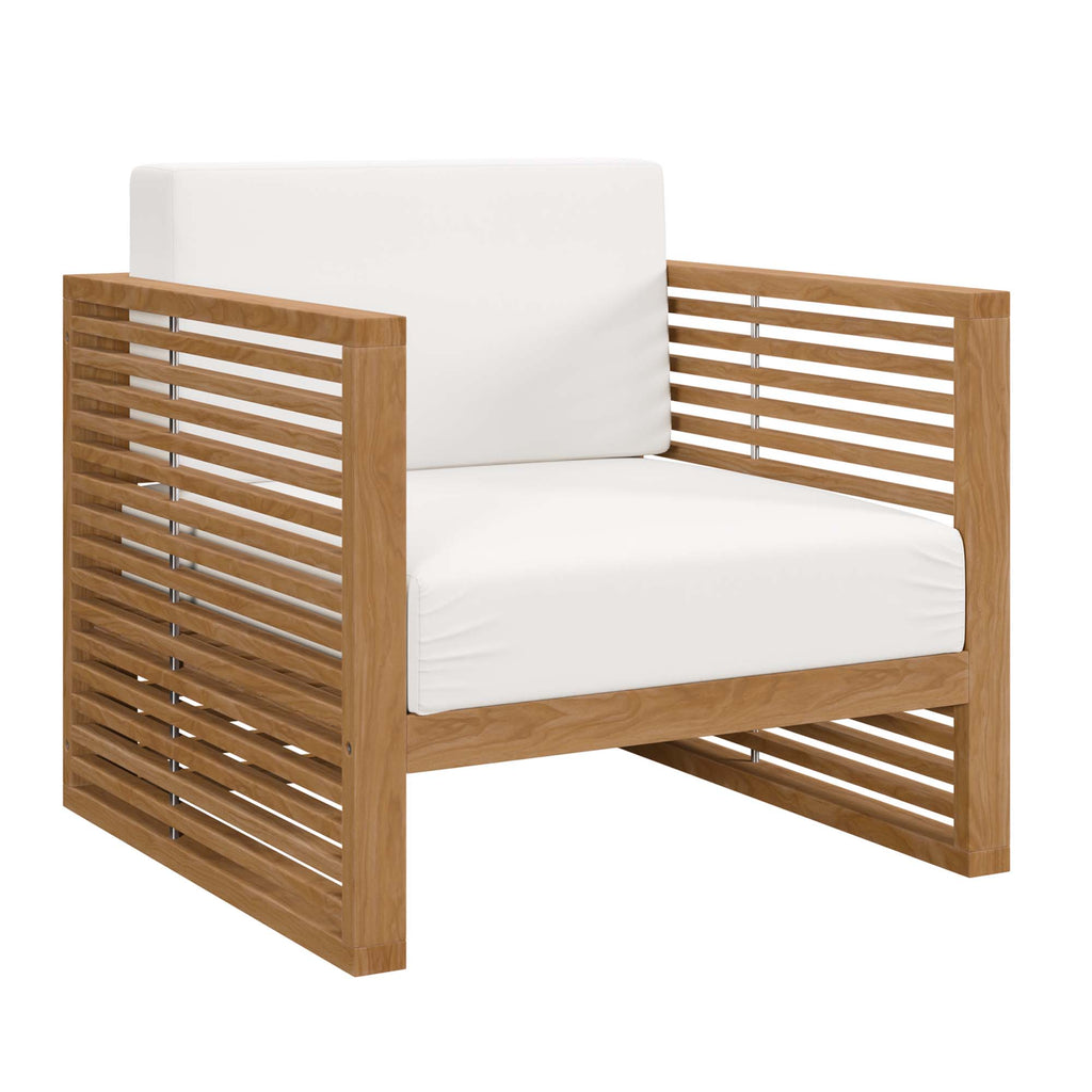 Barkley 3 Piece Teak Wood Outdoor Set Loveseat, Chair and Coffee Table