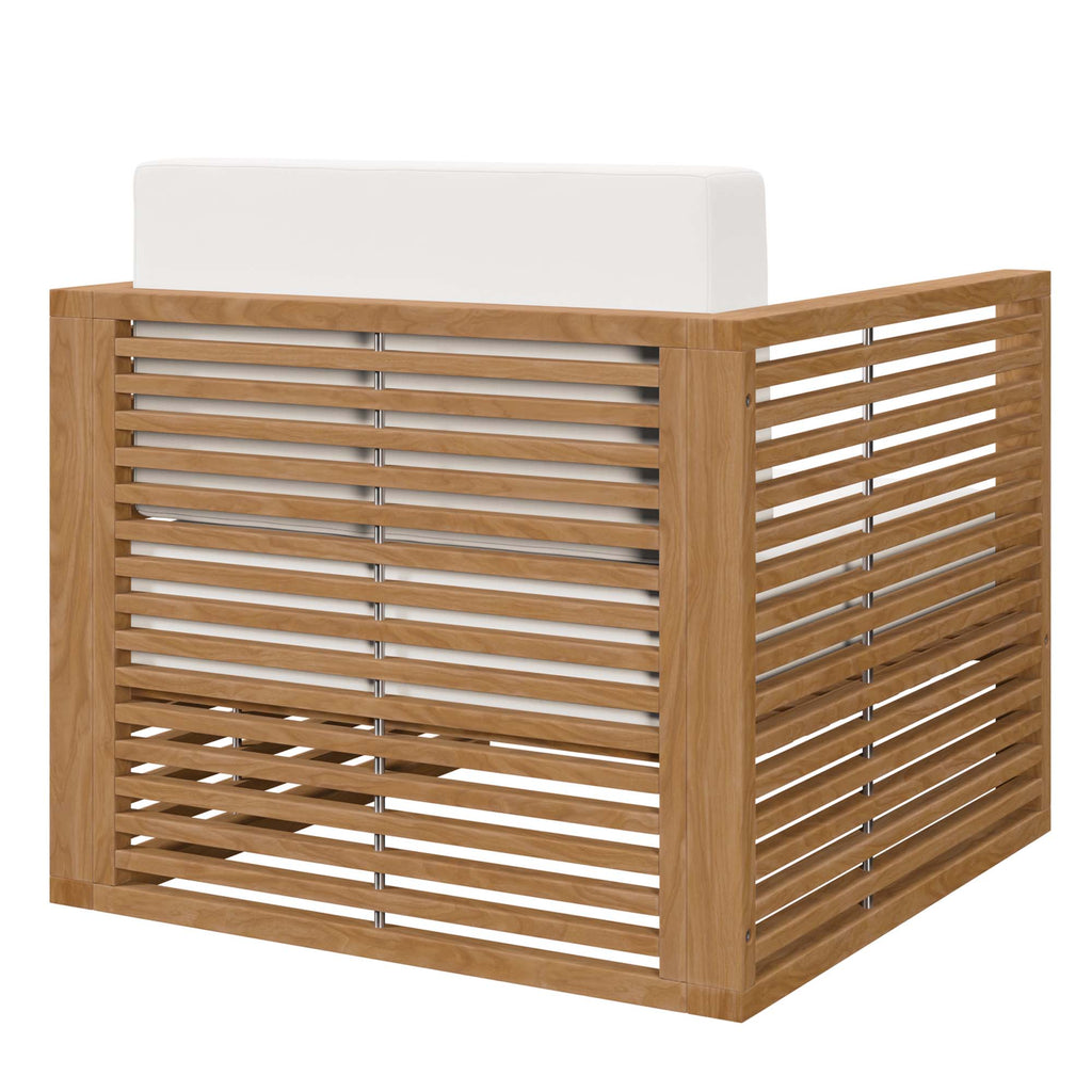 Barkley 3 Piece Teak Wood Outdoor Set Loveseat, Chair and Coffee Table