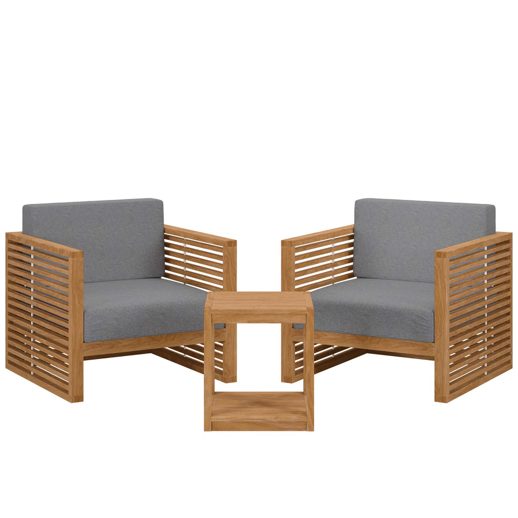 Barkley 3 Piece Outdoor Teak Set 2 Chairs and Side Table