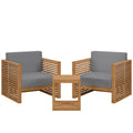 Barkley 3 Piece Outdoor Teak Set 2 Chairs and Side Table