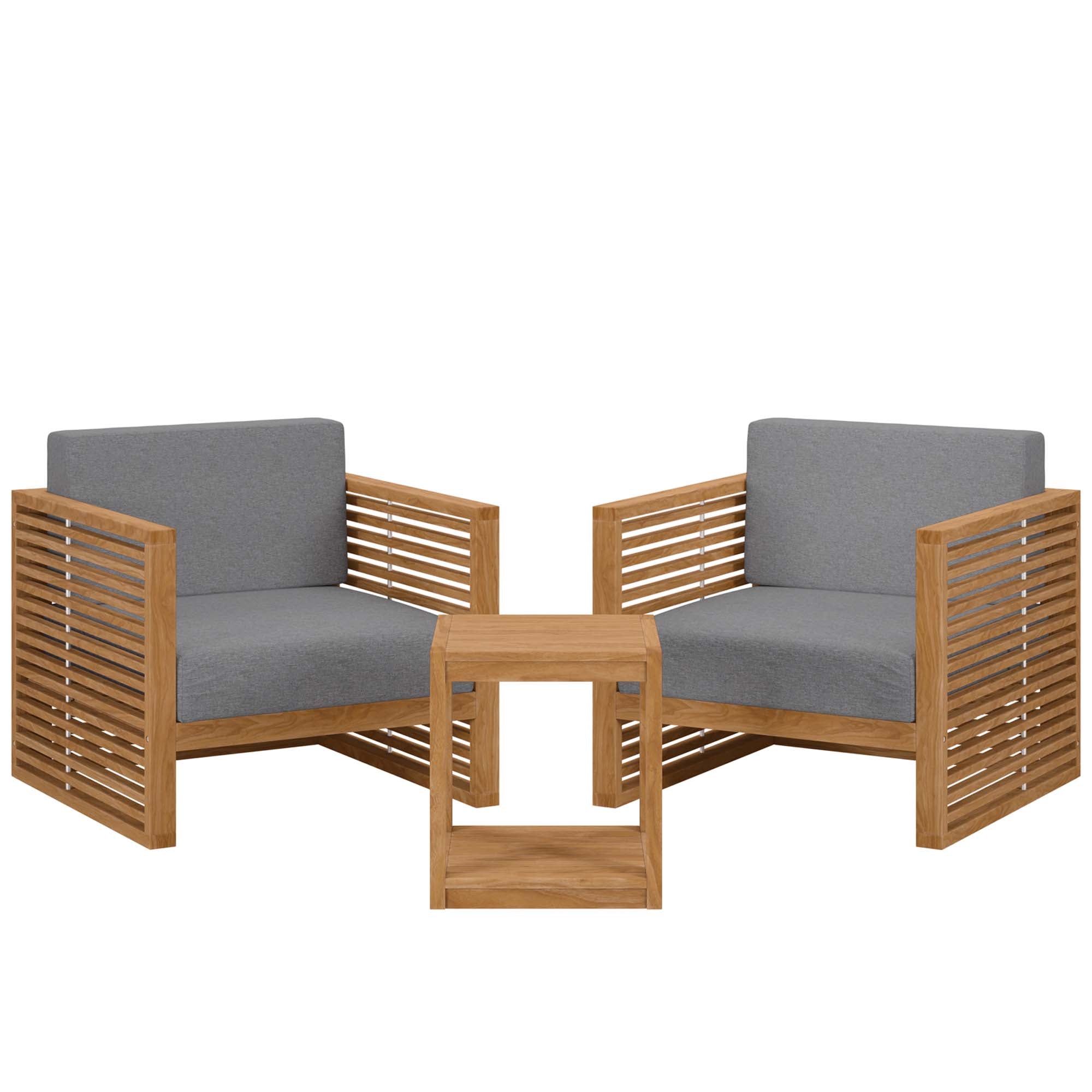Barkley 3 Piece Outdoor Teak Set 2 Chairs and Side Table