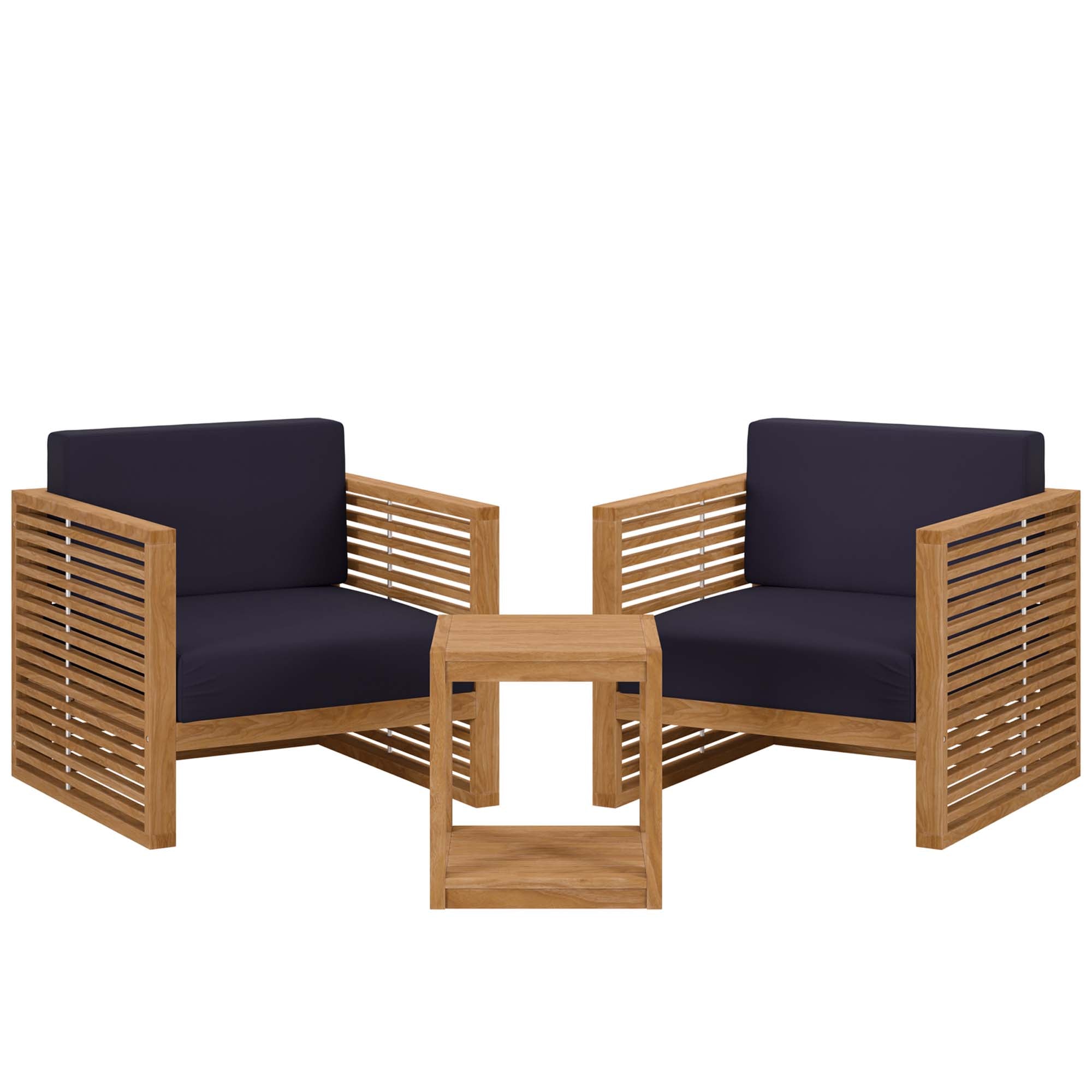 Barkley 3 Piece Outdoor Teak Set 2 Chairs and Side Table