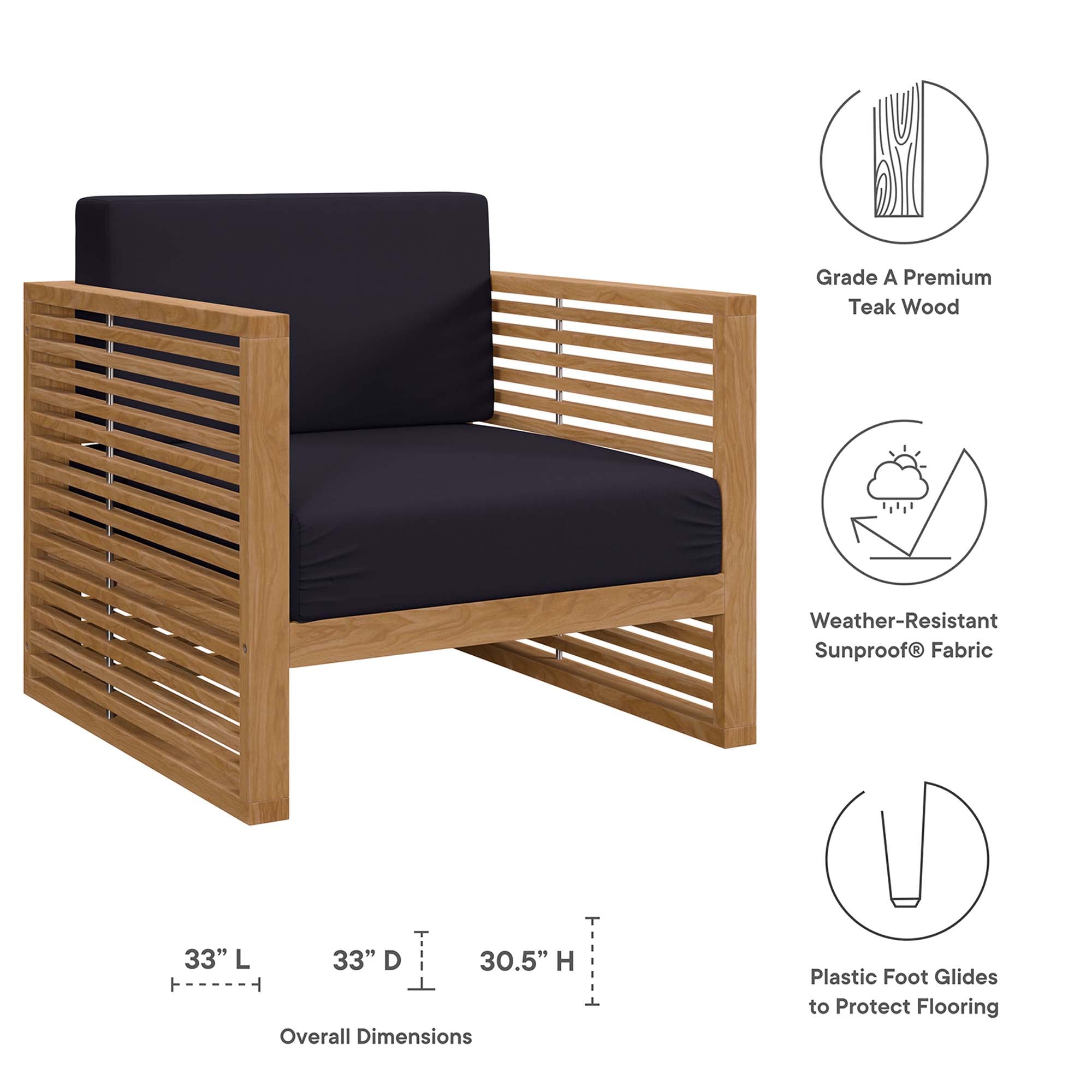 Barkley 3 Piece Outdoor Teak Set 2 Chairs and Side Table