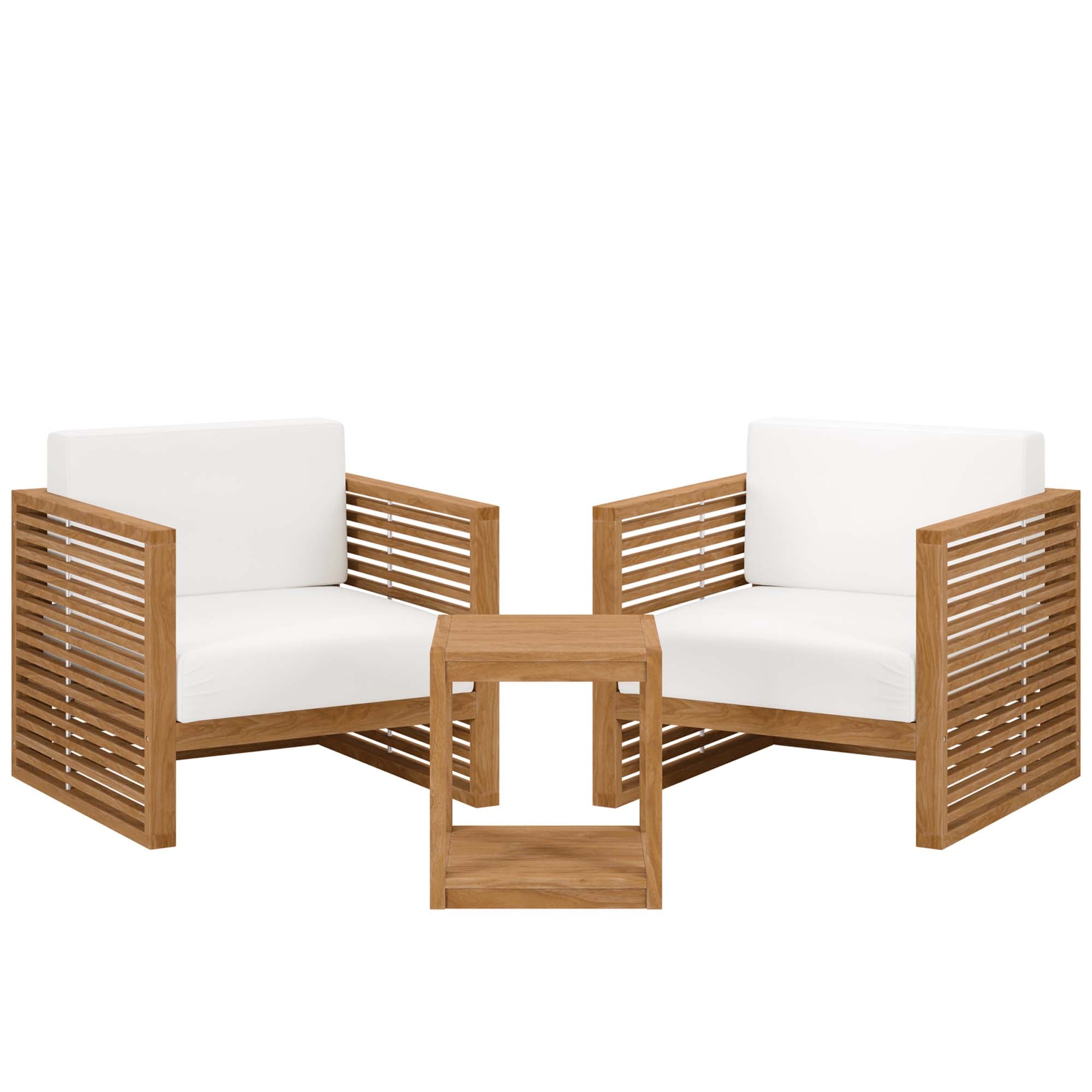 Barkley 3 Piece Outdoor Teak Set 2 Chairs and Side Table