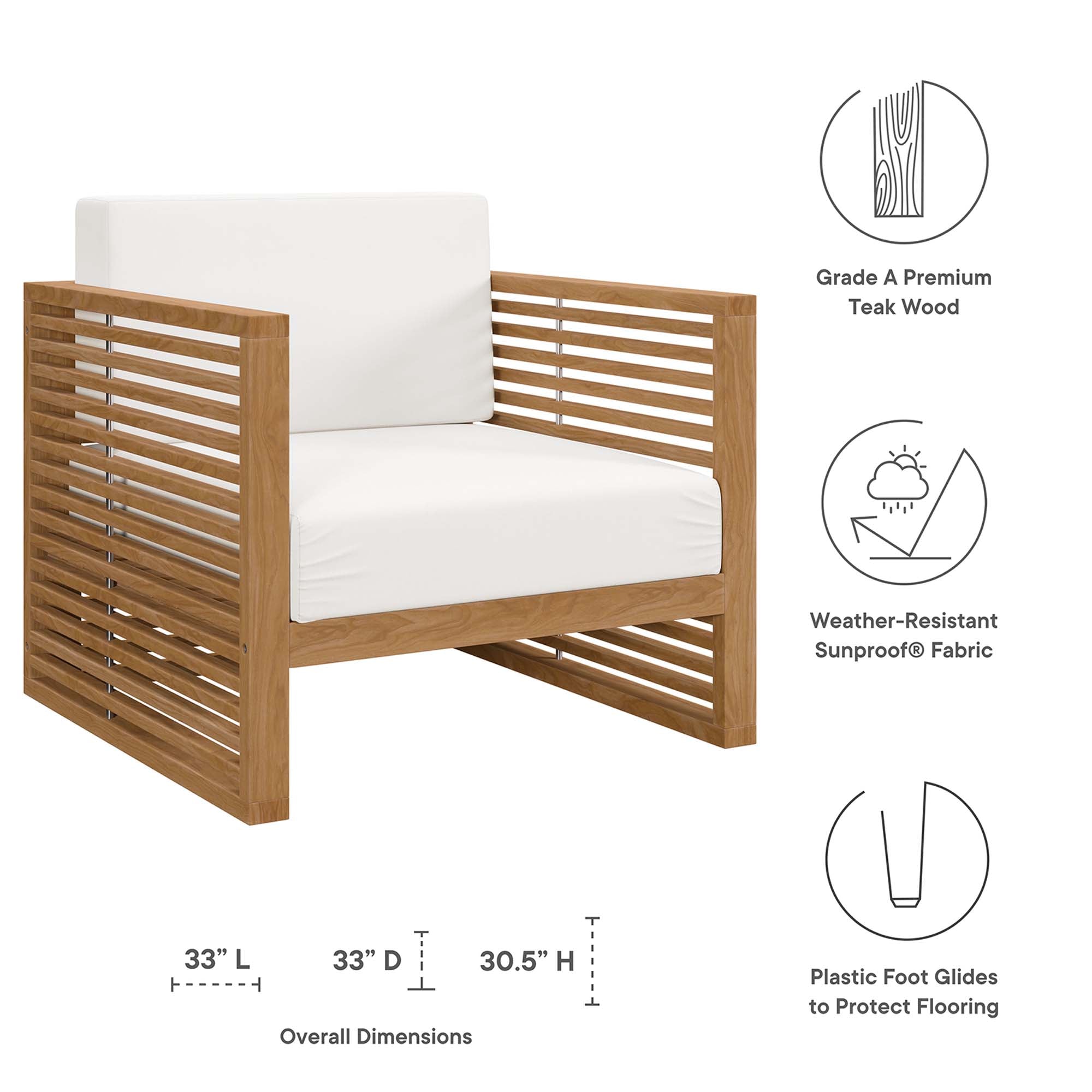 Barkley 3 Piece Outdoor Teak Set 2 Chairs and Side Table