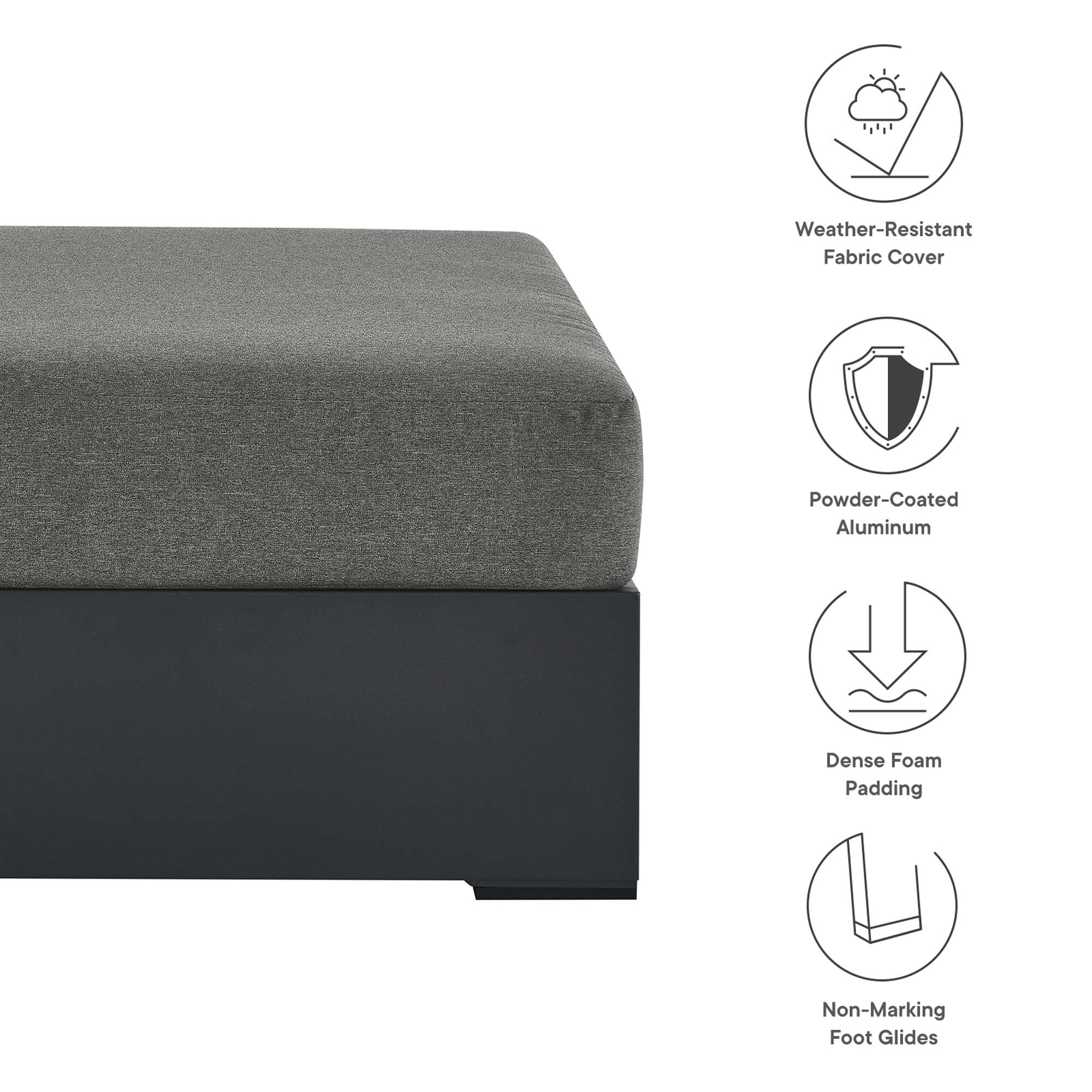 Tulsa Outdoor Powder Coated Aluminum Ottoman