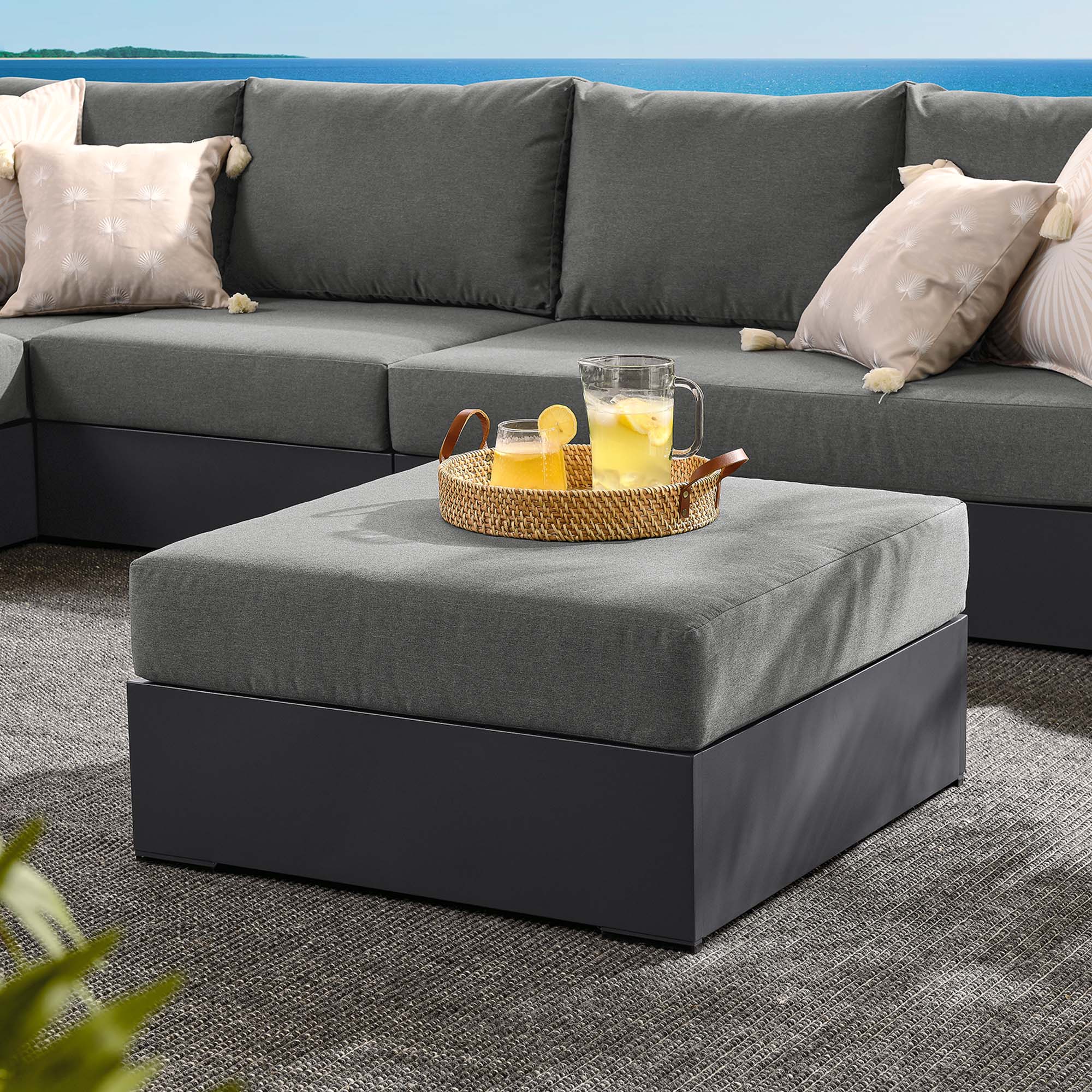 Tulsa Outdoor Powder Coated Aluminum Ottoman