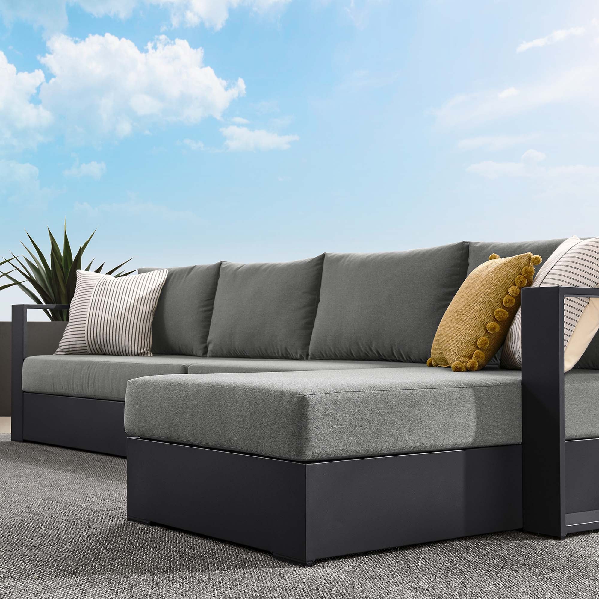 Tulsa 3 Piece Powder Coated Sectional Sofa Left Facing