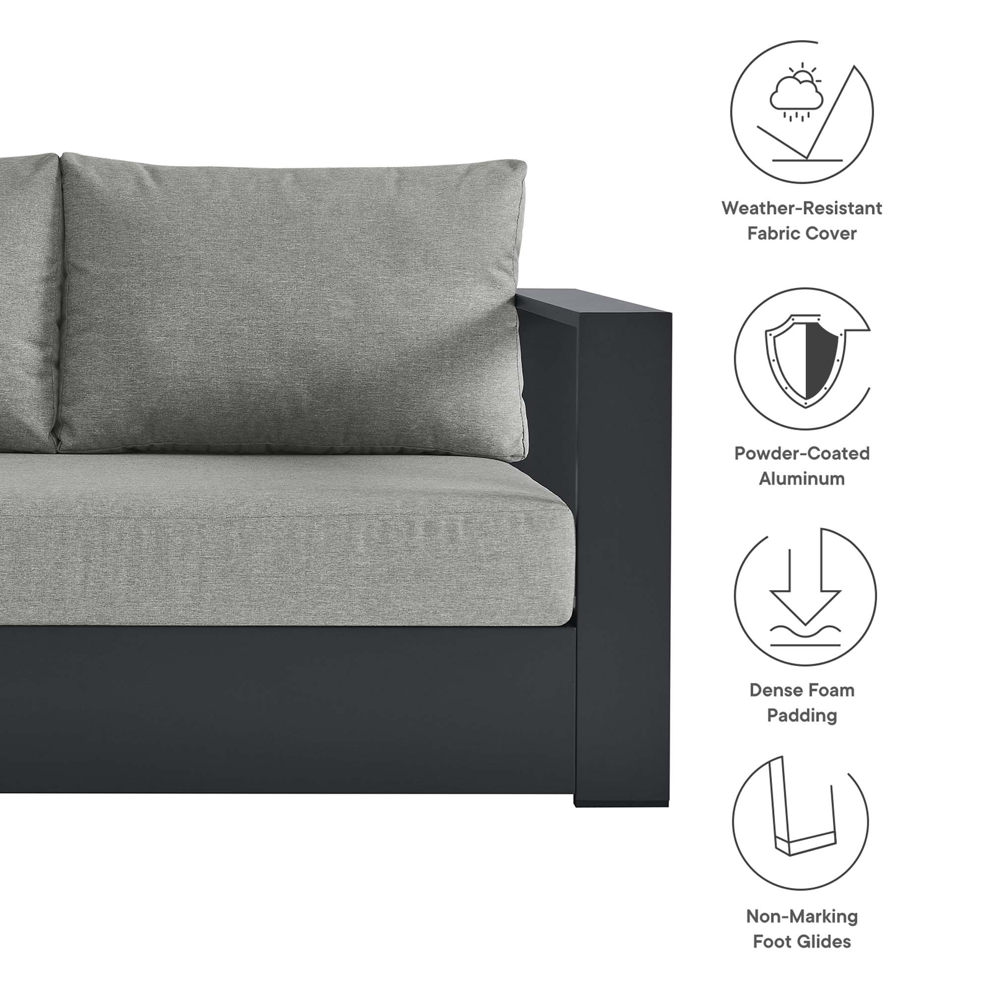 Tulsa 3 Piece Powder Coated Sectional Sofa Right Facing