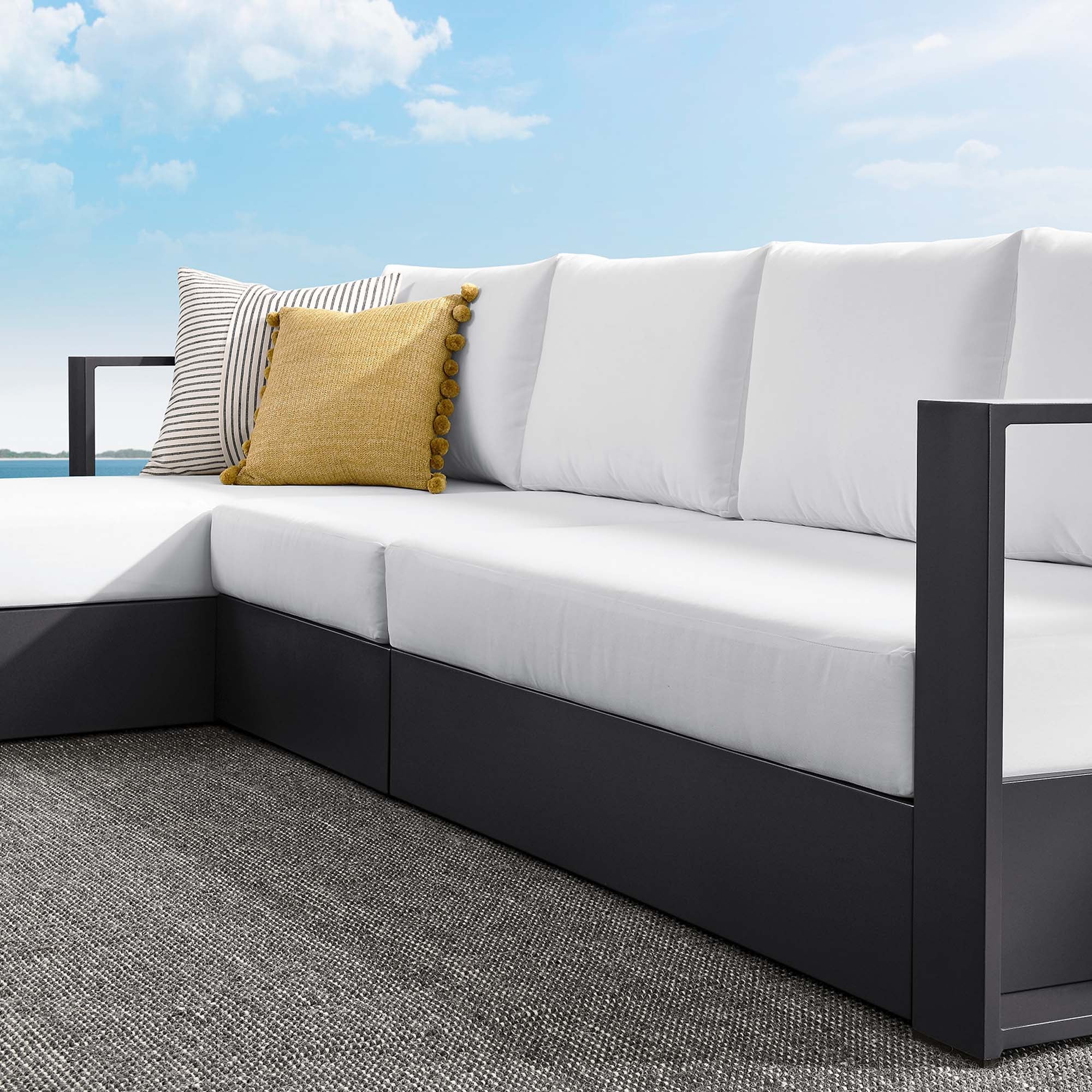 Tulsa 3 Piece Powder Coated Sectional Sofa Right Facing