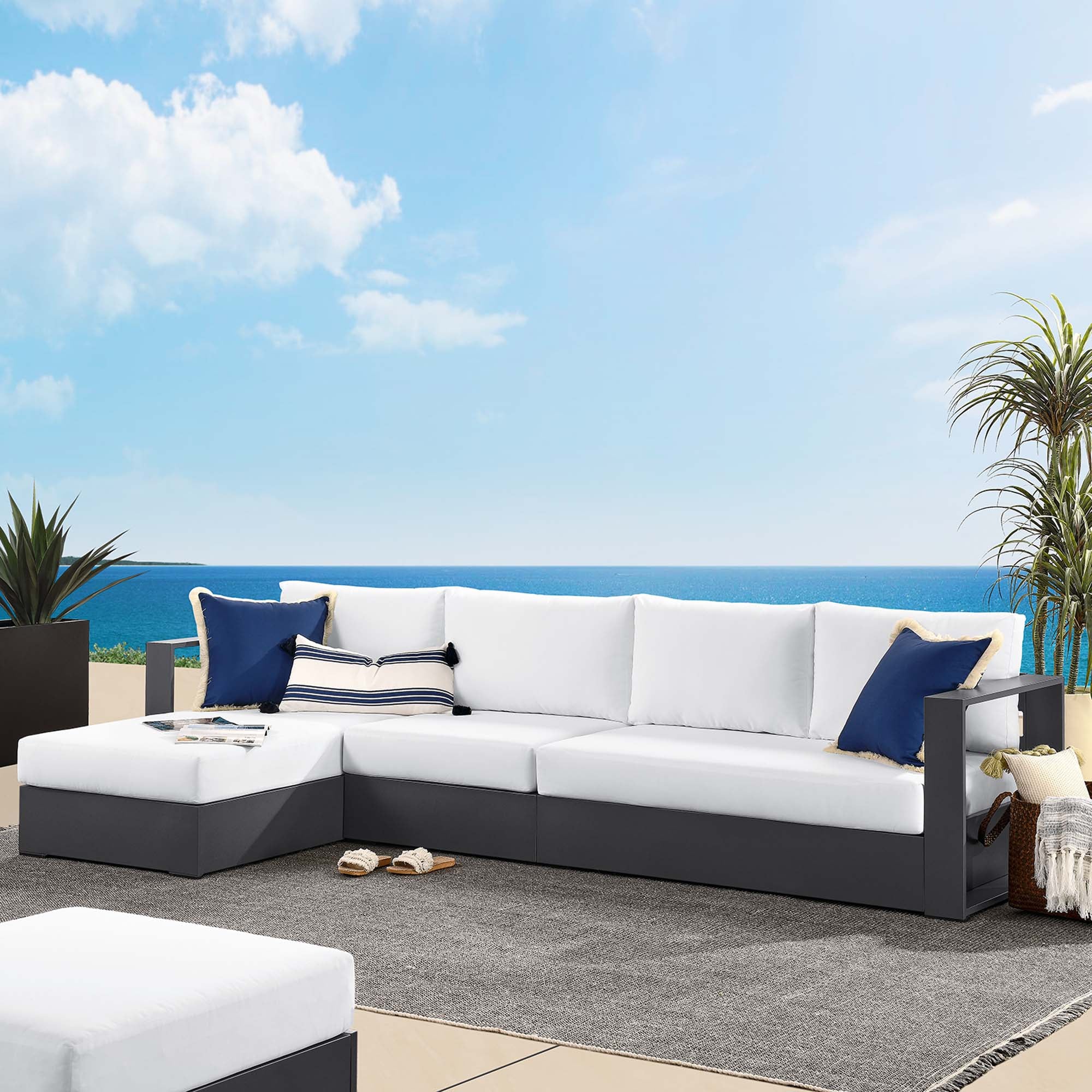 Tulsa 3 Piece Powder Coated Sectional Sofa Right Facing