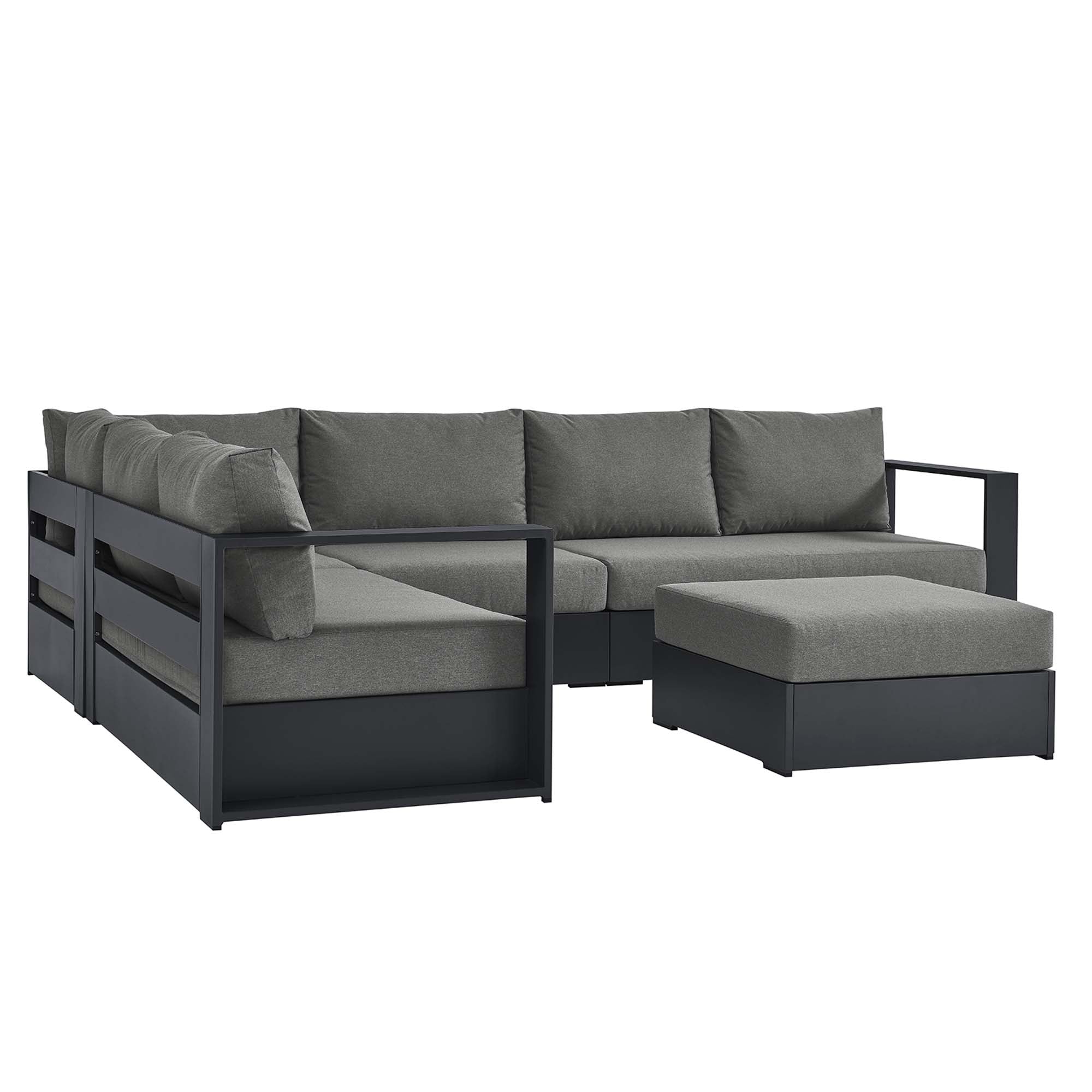 Tulsa 5 Piece Powder Coated Aluminum Sectional Sofa Set