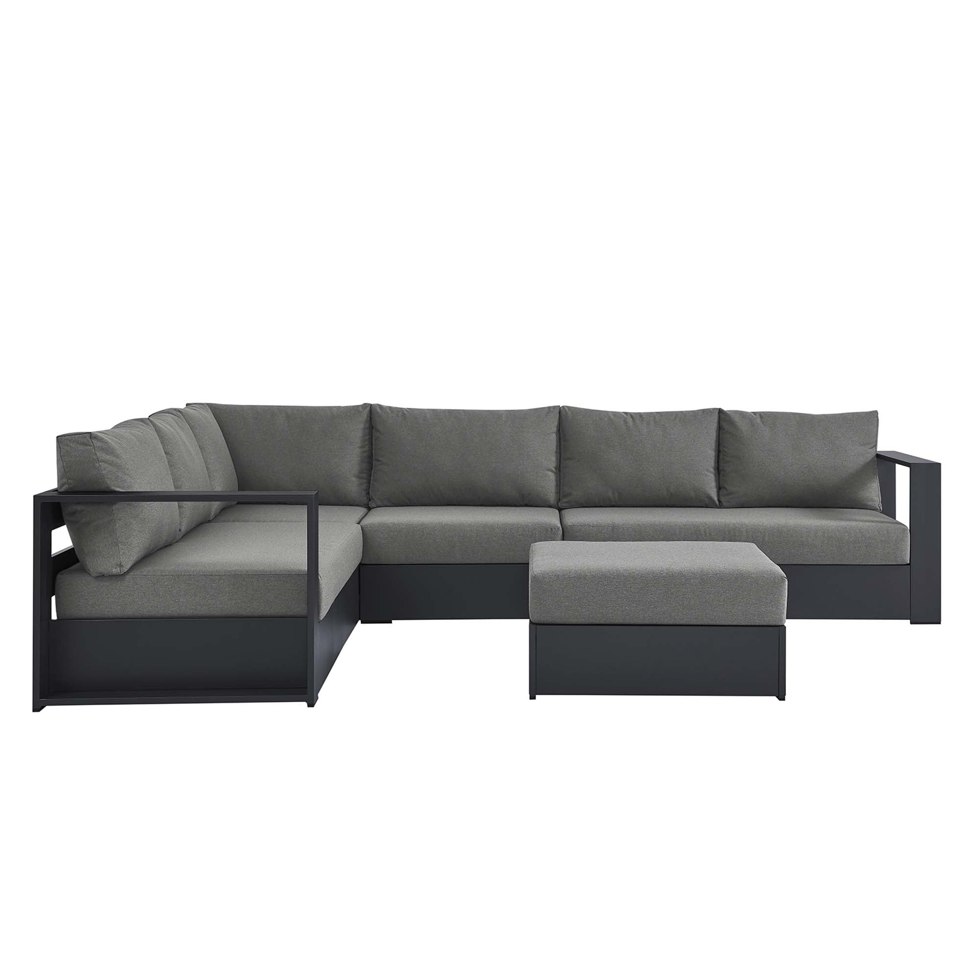 Tulsa 5 Piece Powder Coated Aluminum Sectional Sofa Set