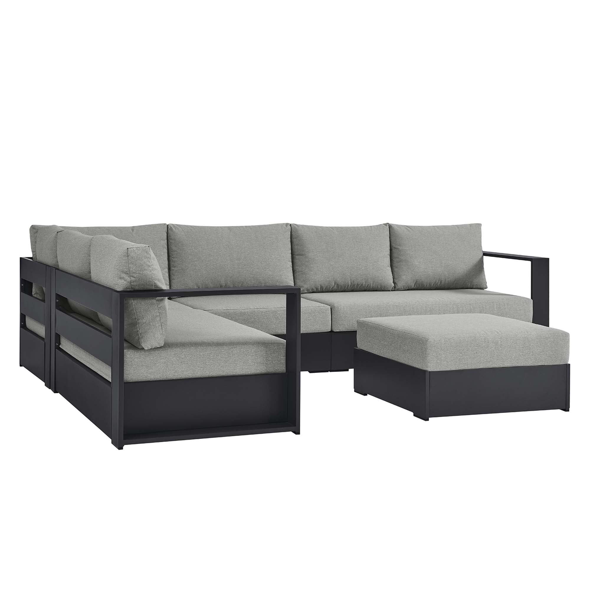 Tulsa 5 Piece Powder Coated Aluminum Sectional Sofa Set