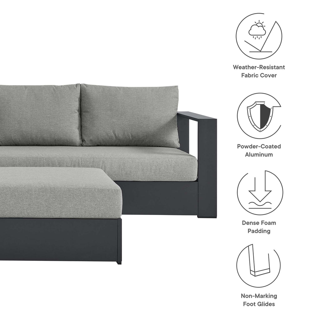 Tulsa 5 Piece Powder Coated Aluminum Sectional Sofa Set
