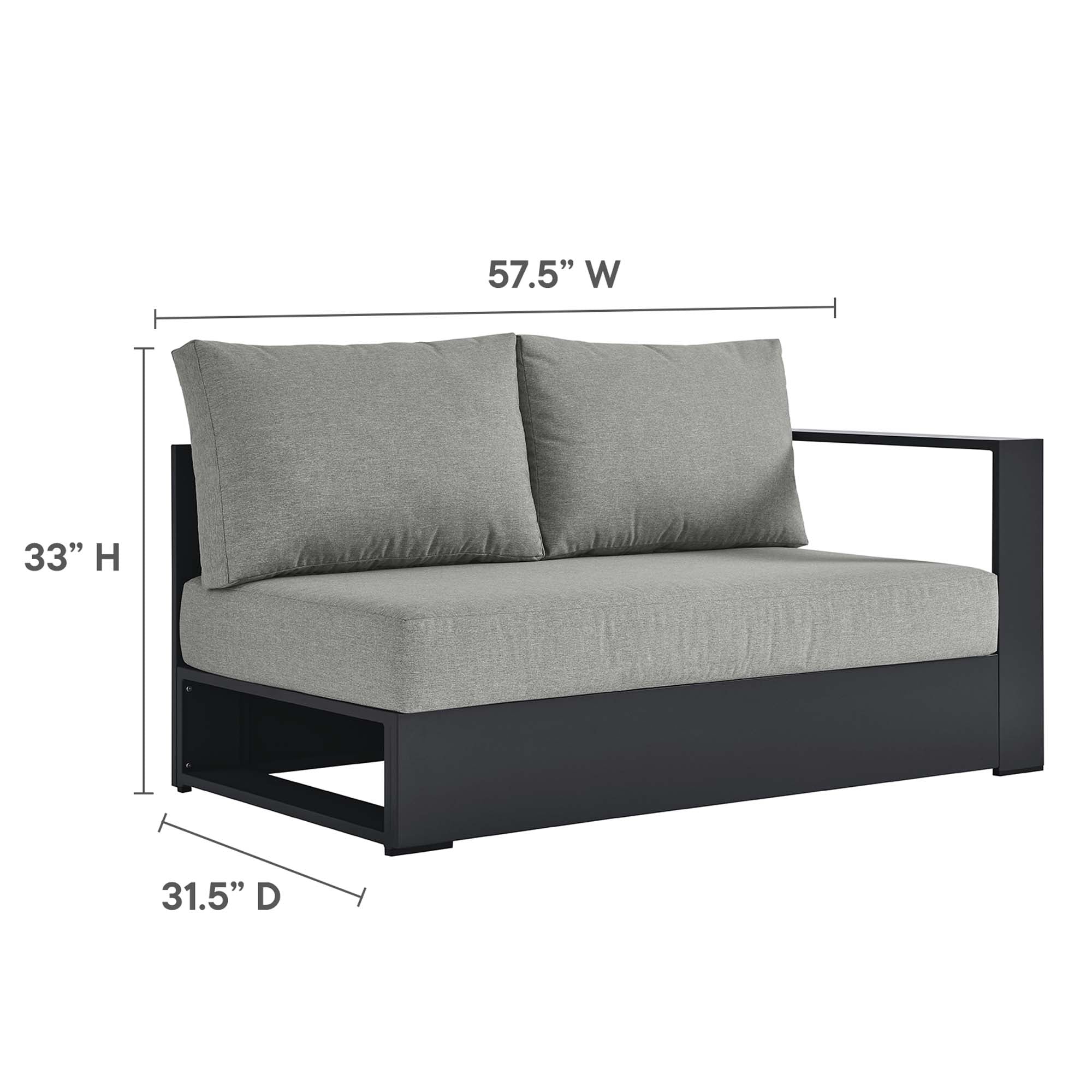 Tulsa 5 Piece Powder Coated Aluminum Sectional Sofa Set