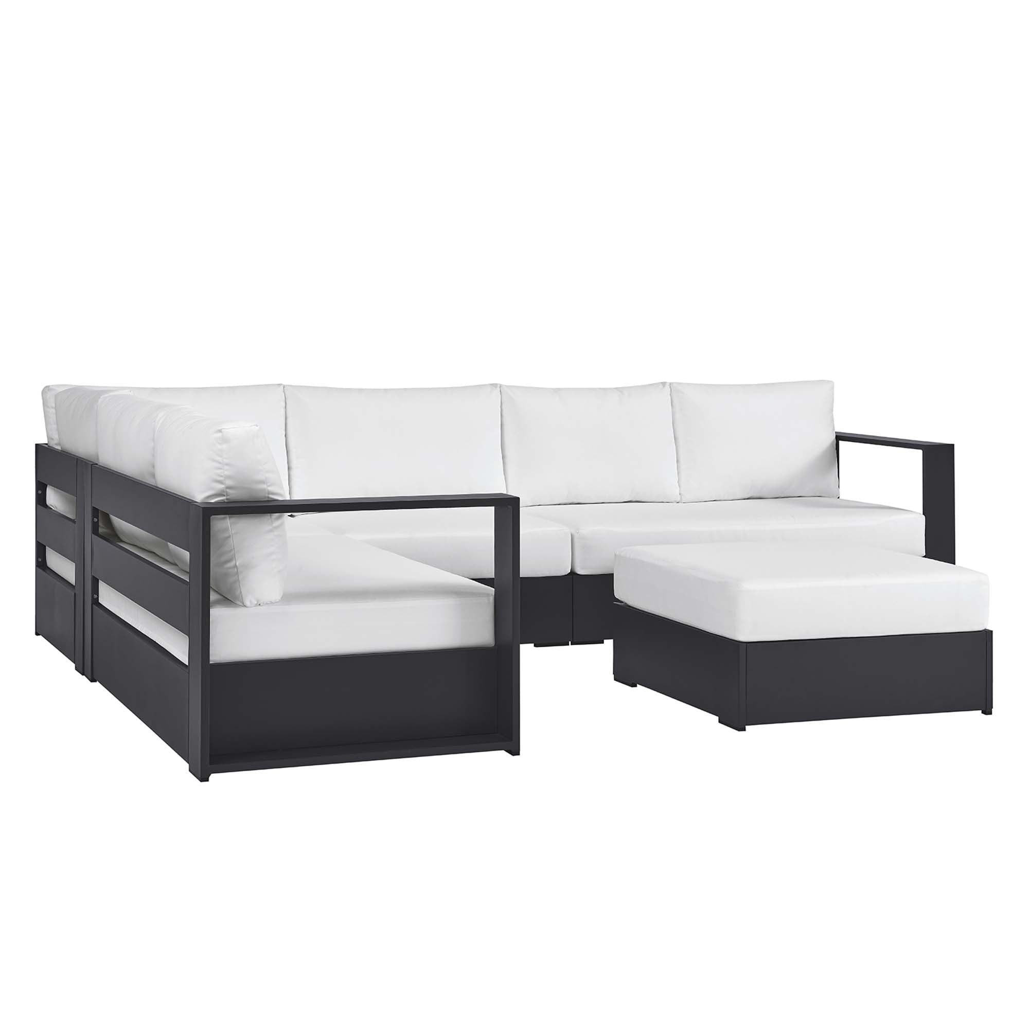Tulsa 5 Piece Powder Coated Aluminum Sectional Sofa Set