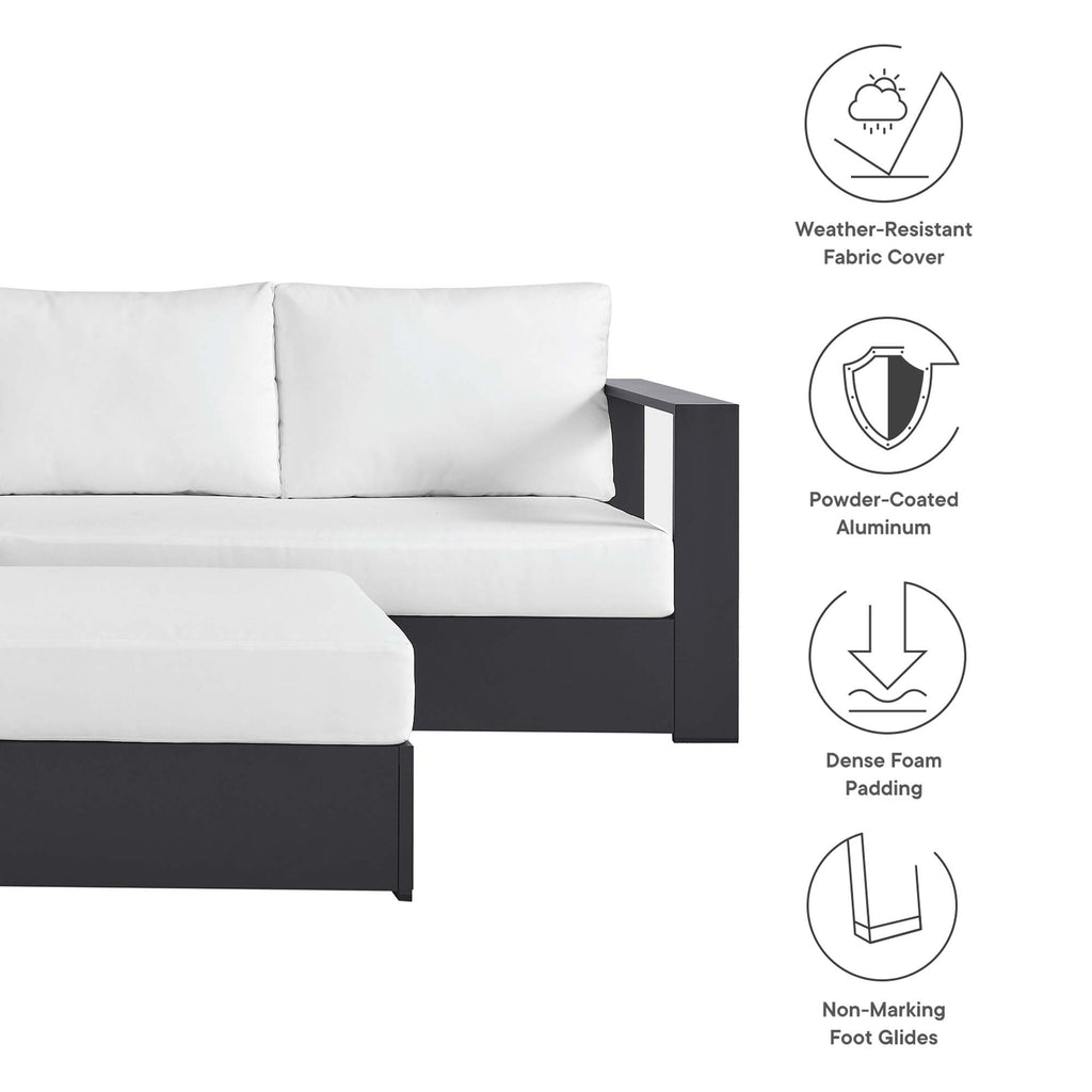 Tulsa 5 Piece Powder Coated Aluminum Sectional Sofa Set