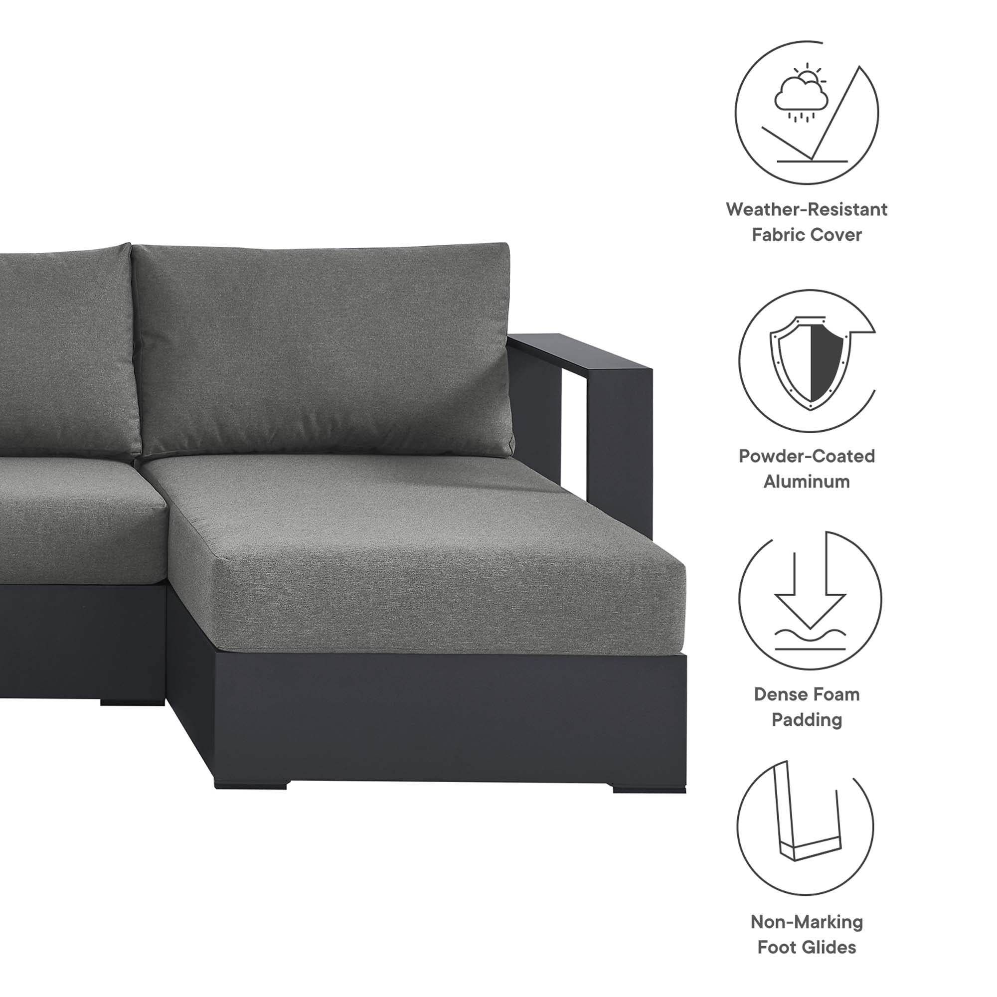 Tulsa 4 Piece Powder Coated Aluminum Sectional