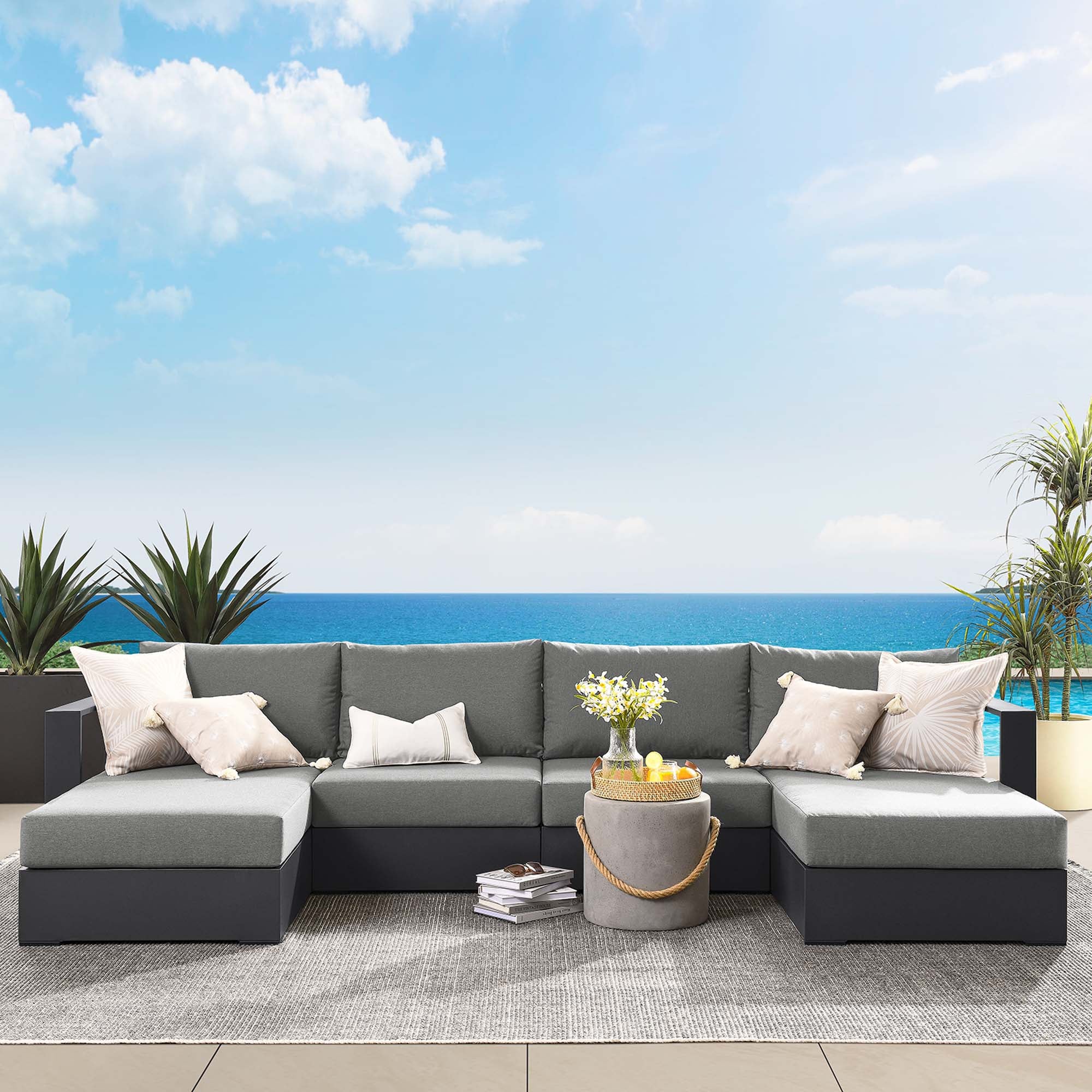 Tulsa 4 Piece Powder Coated Aluminum Sectional