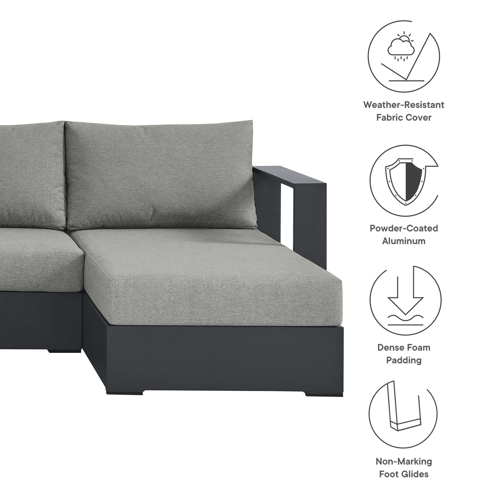 Tulsa 4 Piece Powder Coated Aluminum Sectional