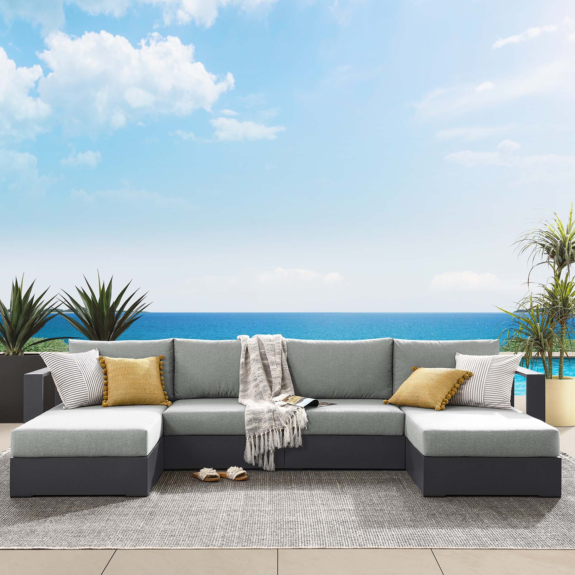 Tulsa 4 Piece Powder Coated Aluminum Sectional