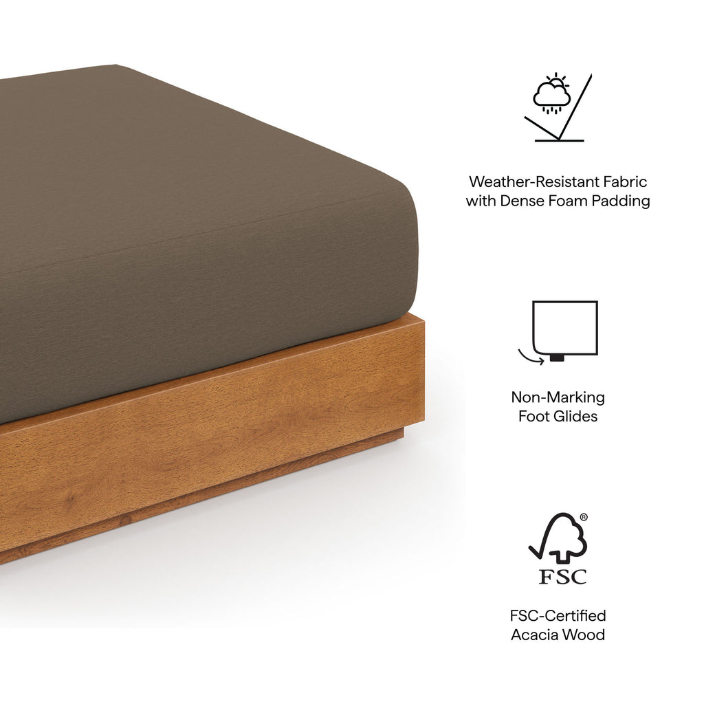 Tulsa Outdoor Acacia Wood Ottoman