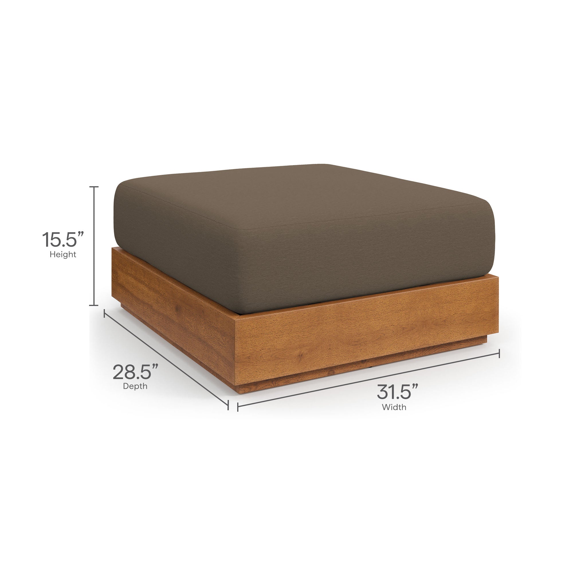 Tulsa Outdoor Acacia Wood Ottoman