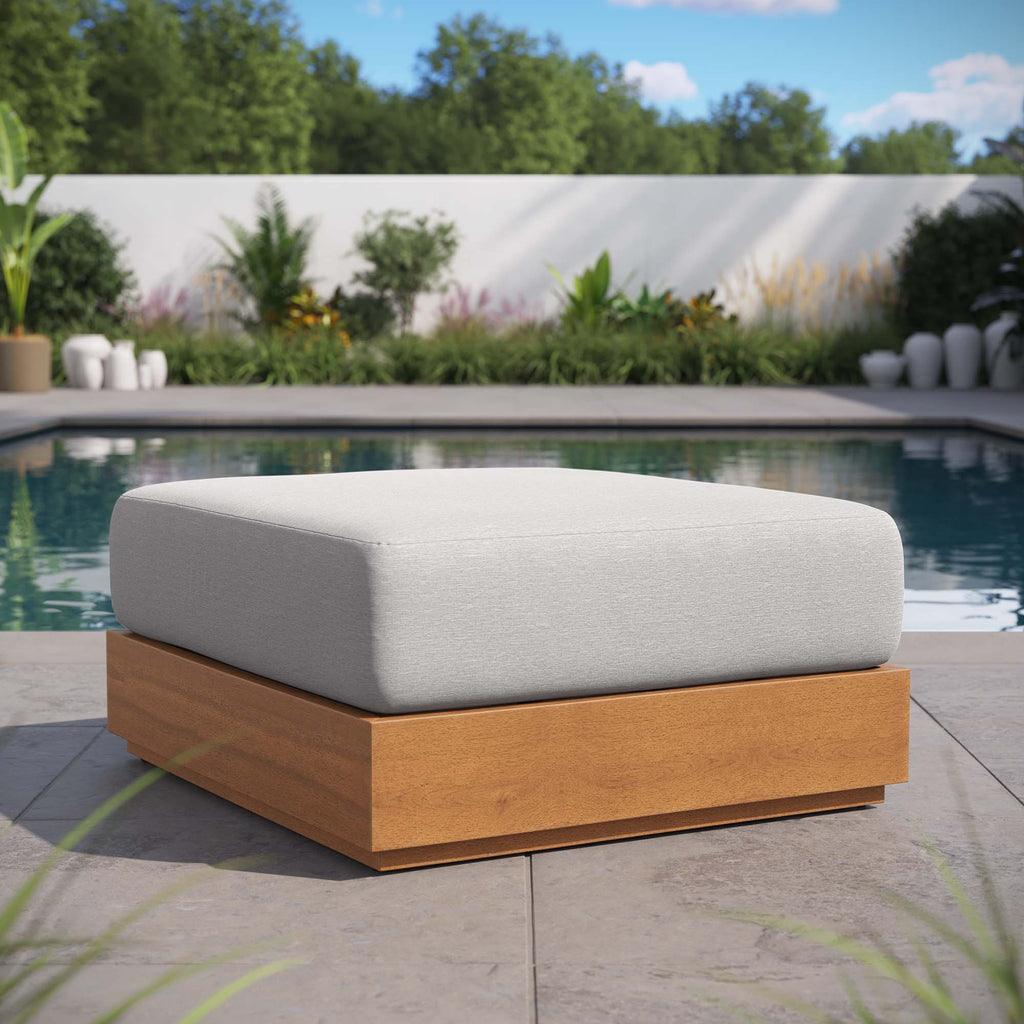 Tulsa Outdoor Acacia Wood Ottoman