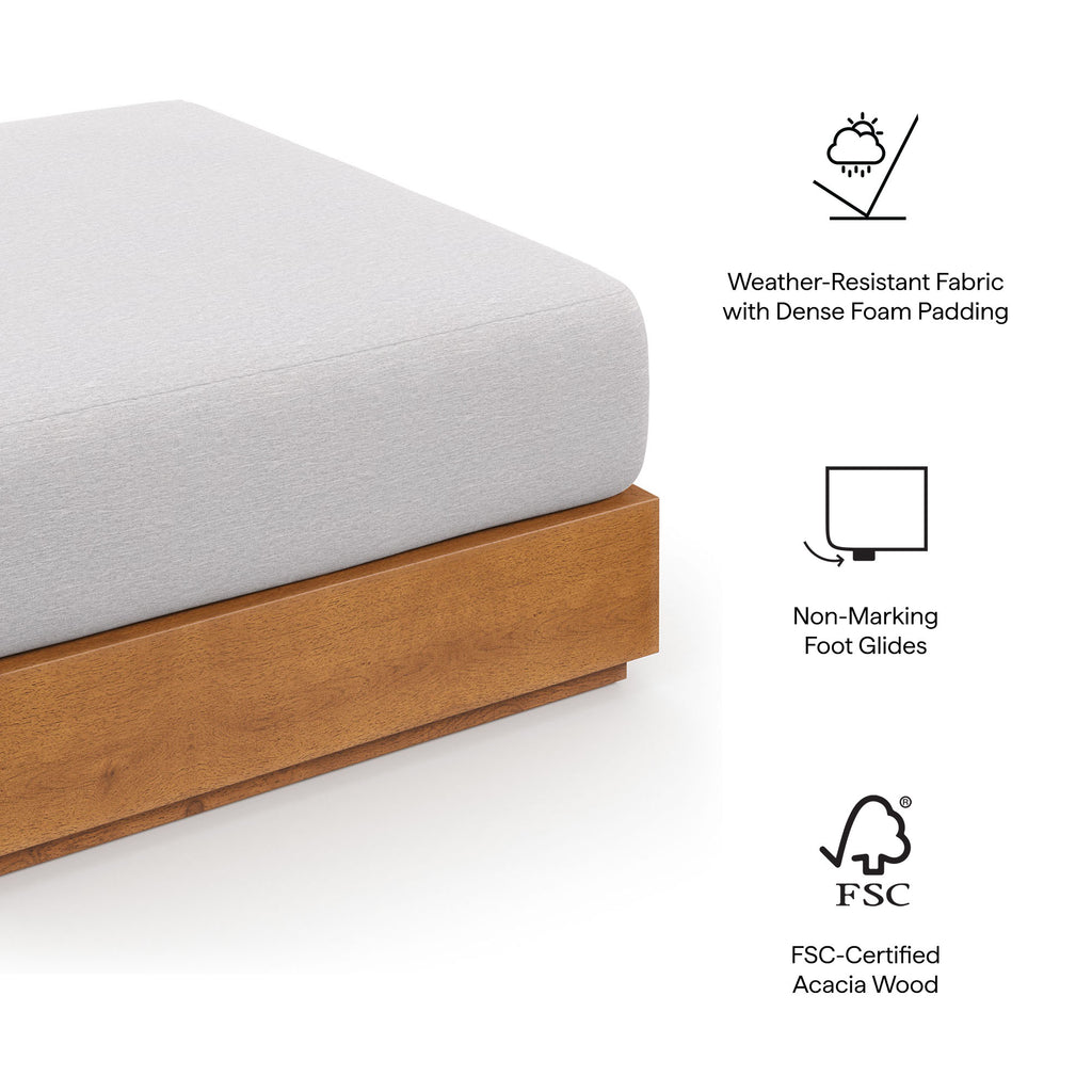 Tulsa Outdoor Acacia Wood Ottoman