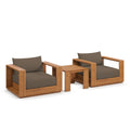 Tulsa 3 Piece Outdoor Acacia Wood Set of 2 Chairs and Side Table