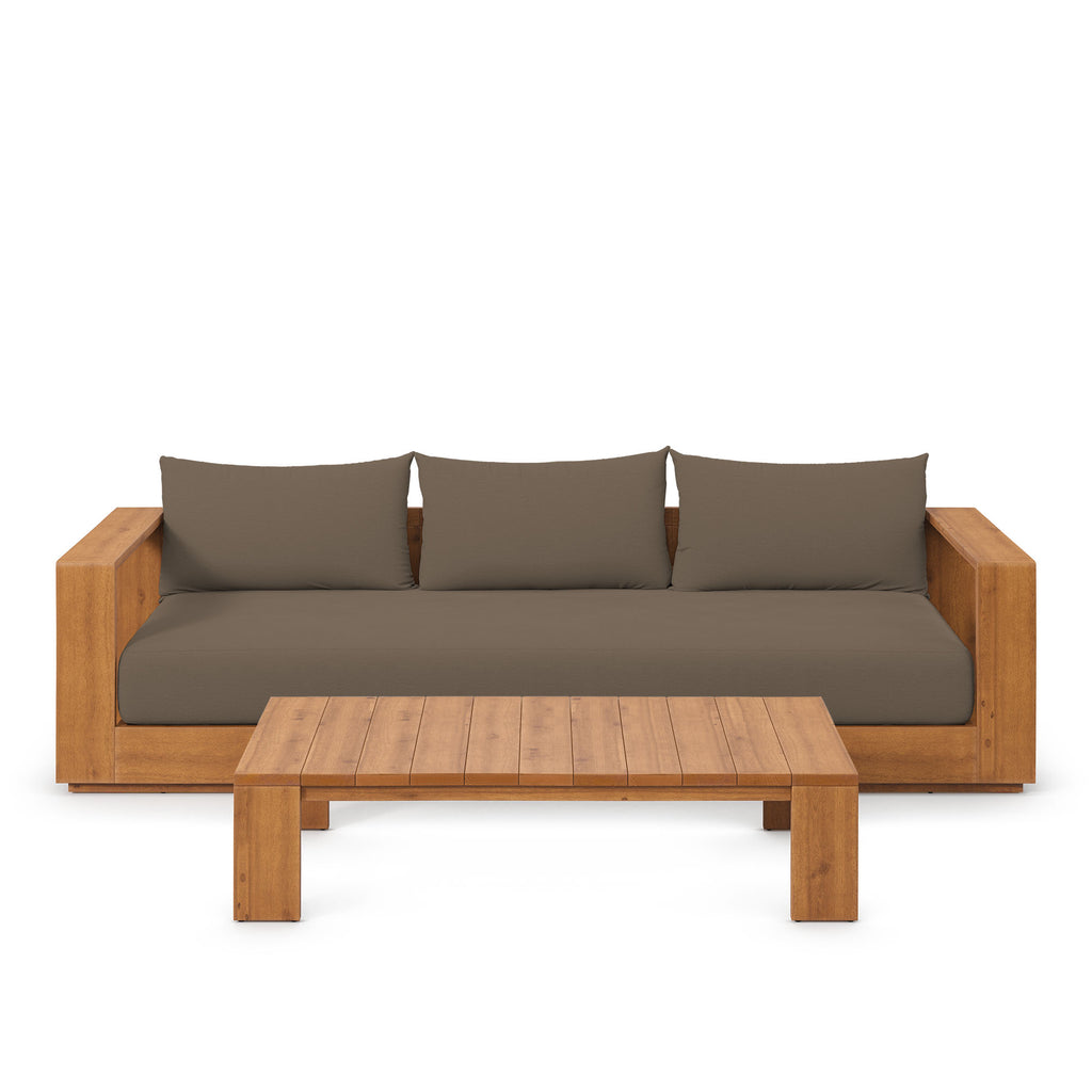 Tulsa 2 Piece Outdoor Acacia Wood Sofa and Coffee Table Set