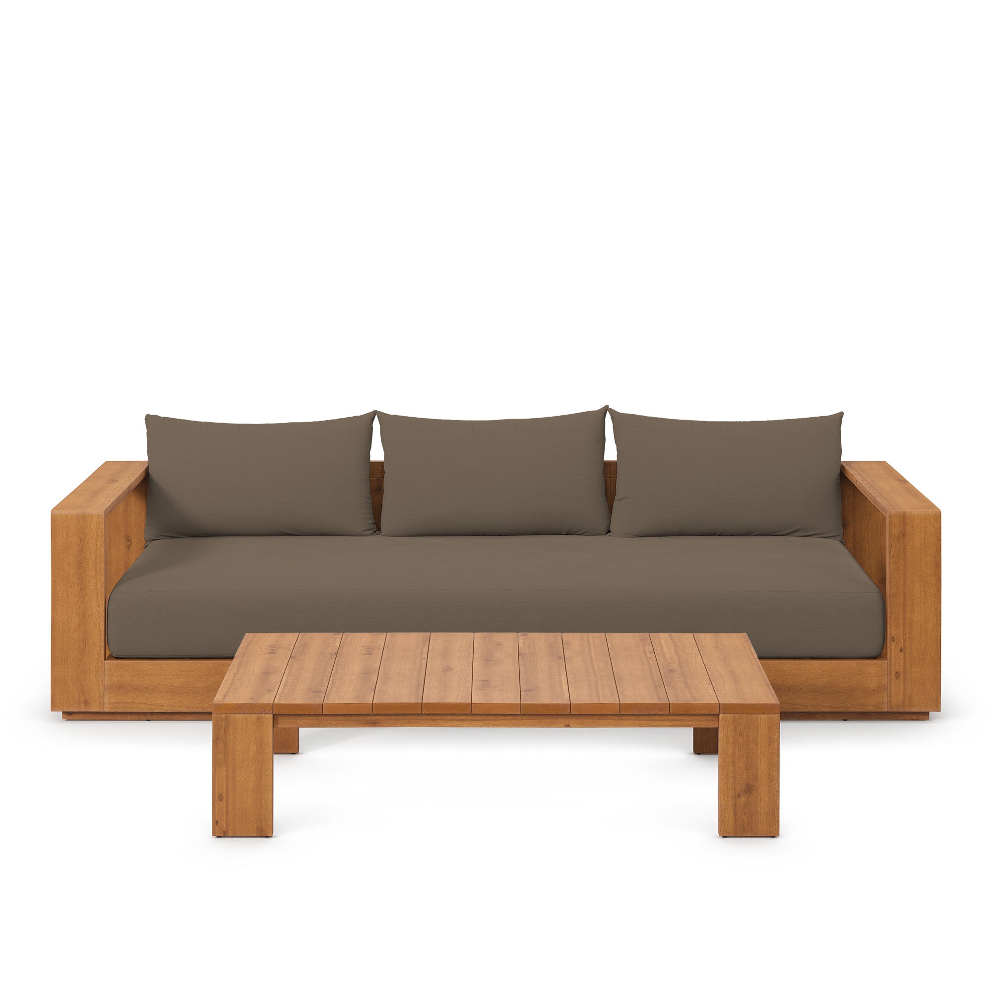 Tulsa 2 Piece Outdoor Acacia Wood Sofa and Coffee Table Set