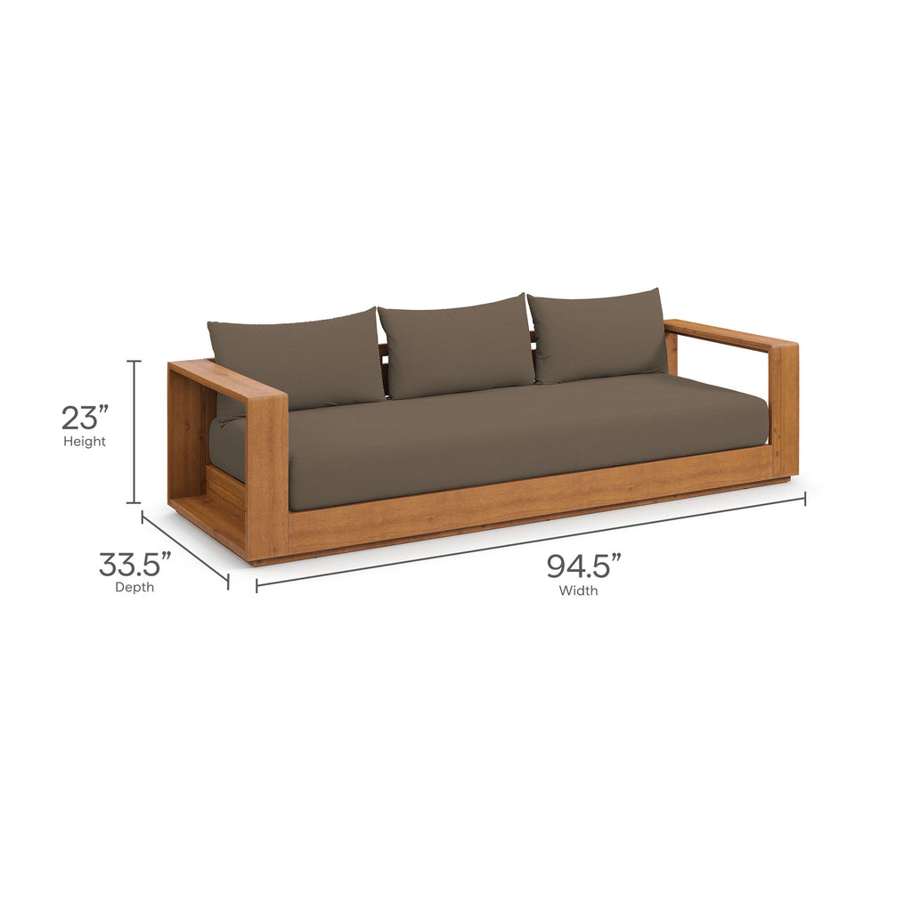 Tulsa 2 Piece Outdoor Acacia Wood Sofa and Coffee Table Set