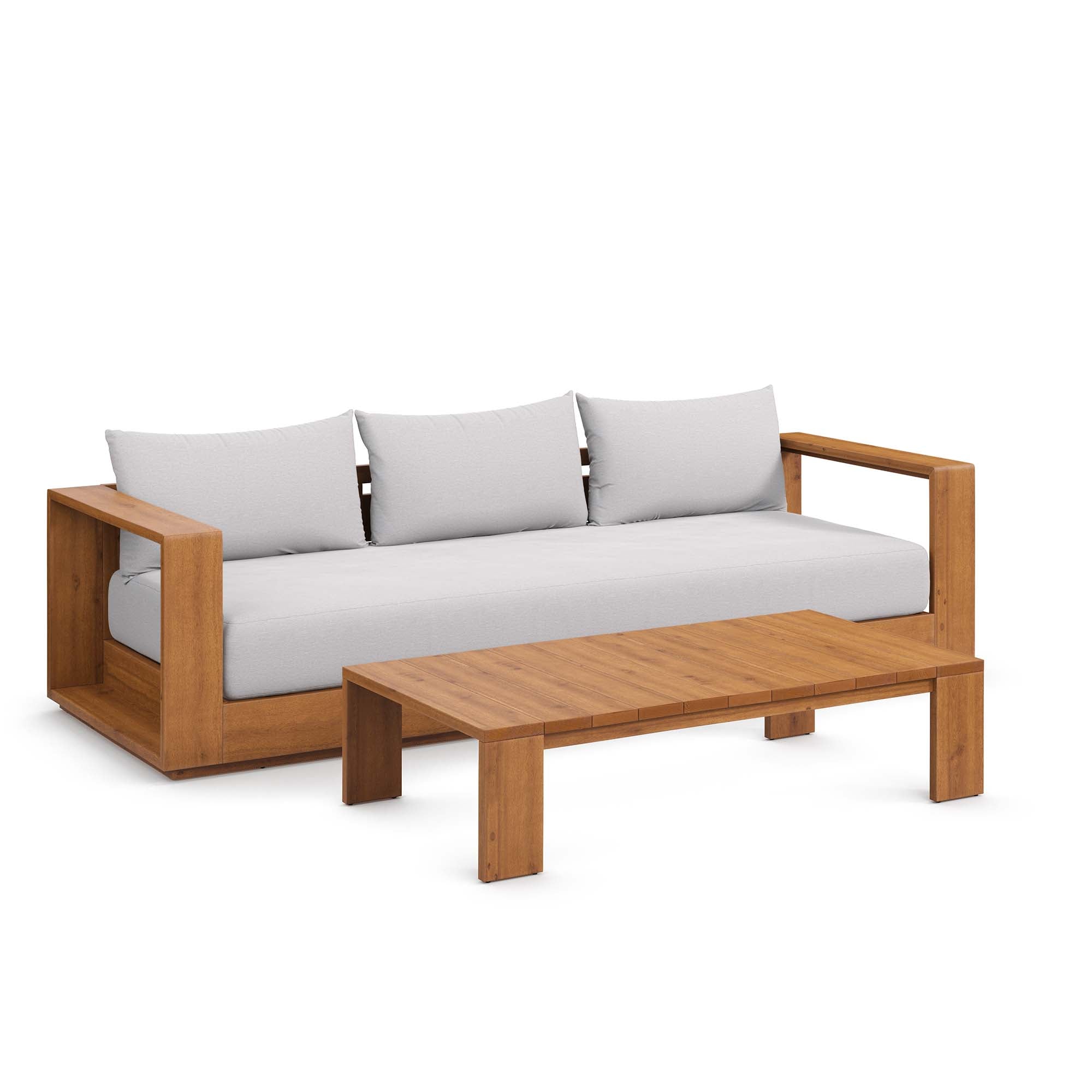 Tulsa 2 Piece Outdoor Acacia Wood Sofa and Coffee Table Set