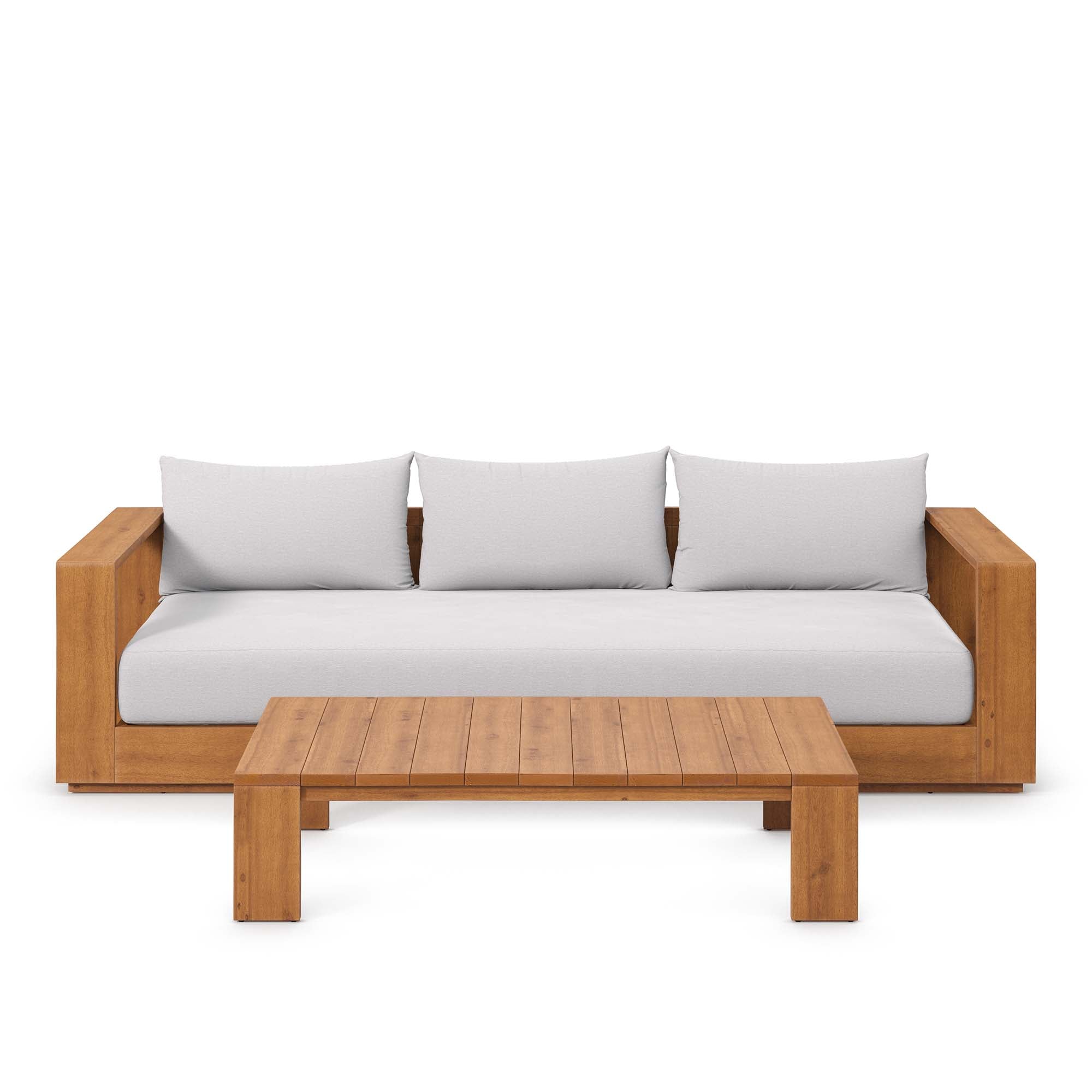 Tulsa 2 Piece Outdoor Acacia Wood Sofa and Coffee Table Set