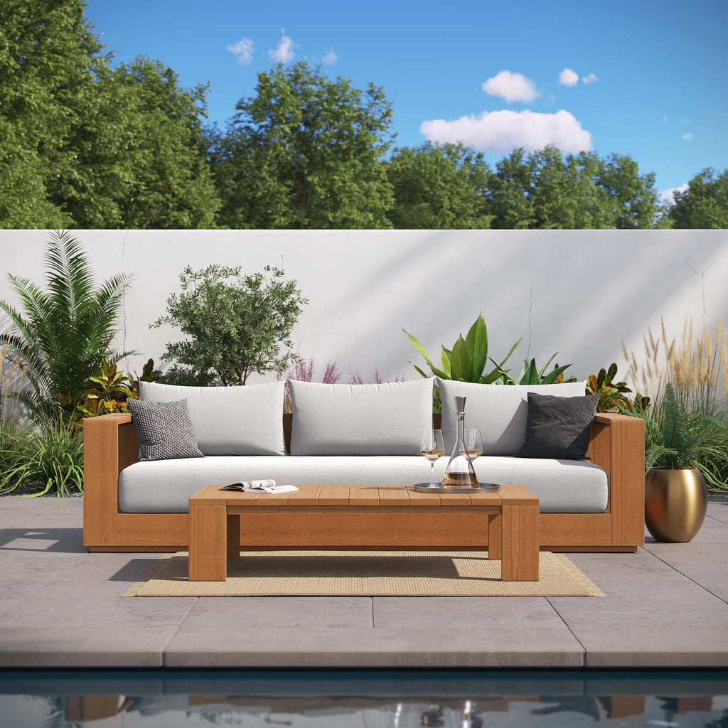 Tulsa 2 Piece Outdoor Acacia Wood Sofa and Coffee Table Set