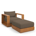 Tulsa 2 Piece Outdoor Acacia Wood Armchair and Ottoman Set