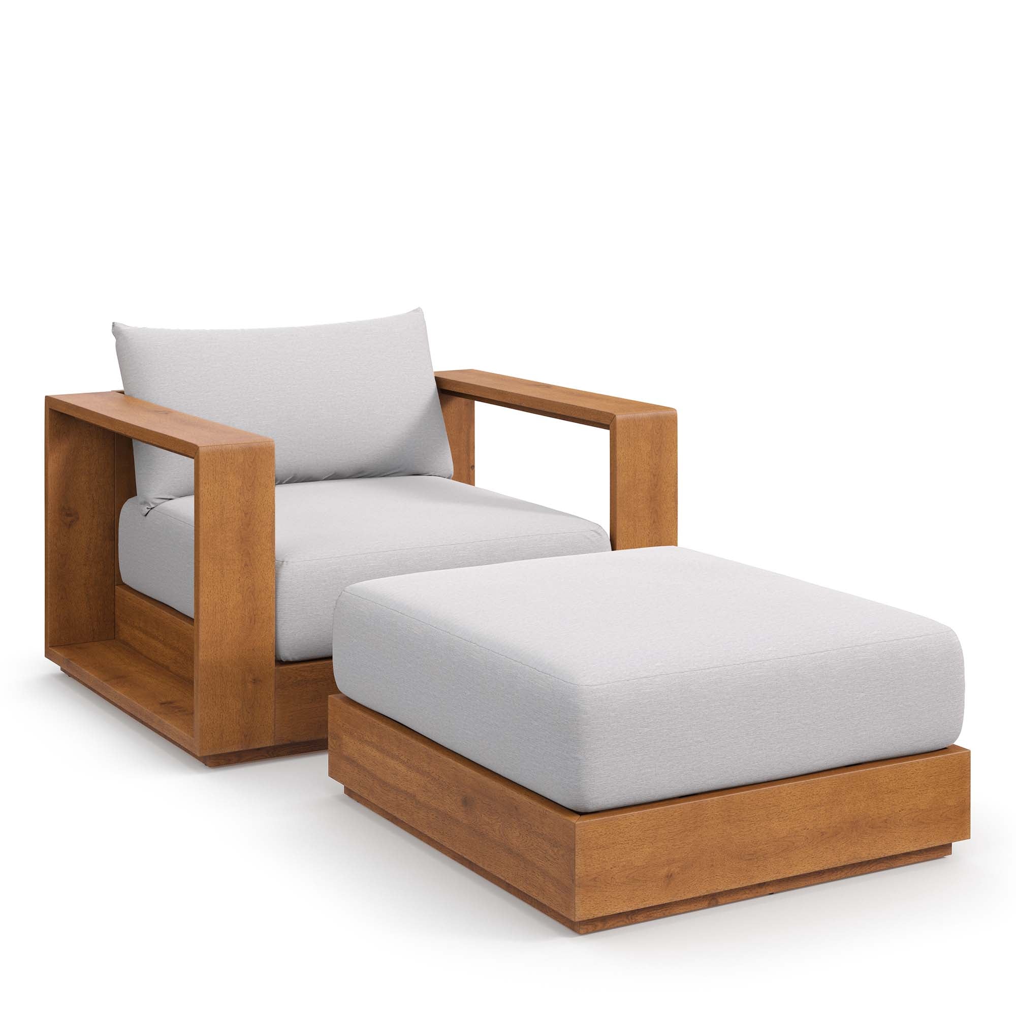 Tulsa 2 Piece Outdoor Acacia Wood Armchair and Ottoman Set