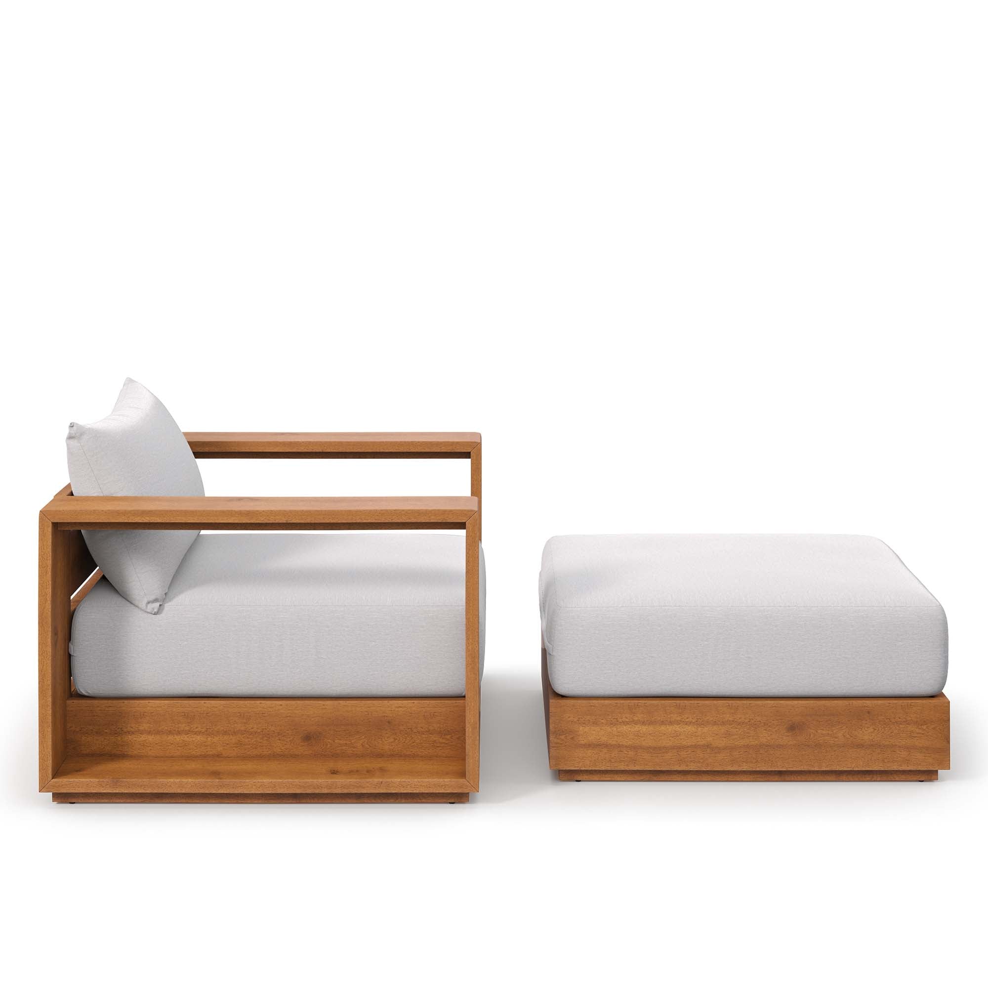 Tulsa 2 Piece Outdoor Acacia Wood Armchair and Ottoman Set