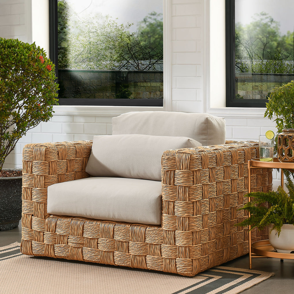 Steffen Outdoor Wicker Rattan Armchair