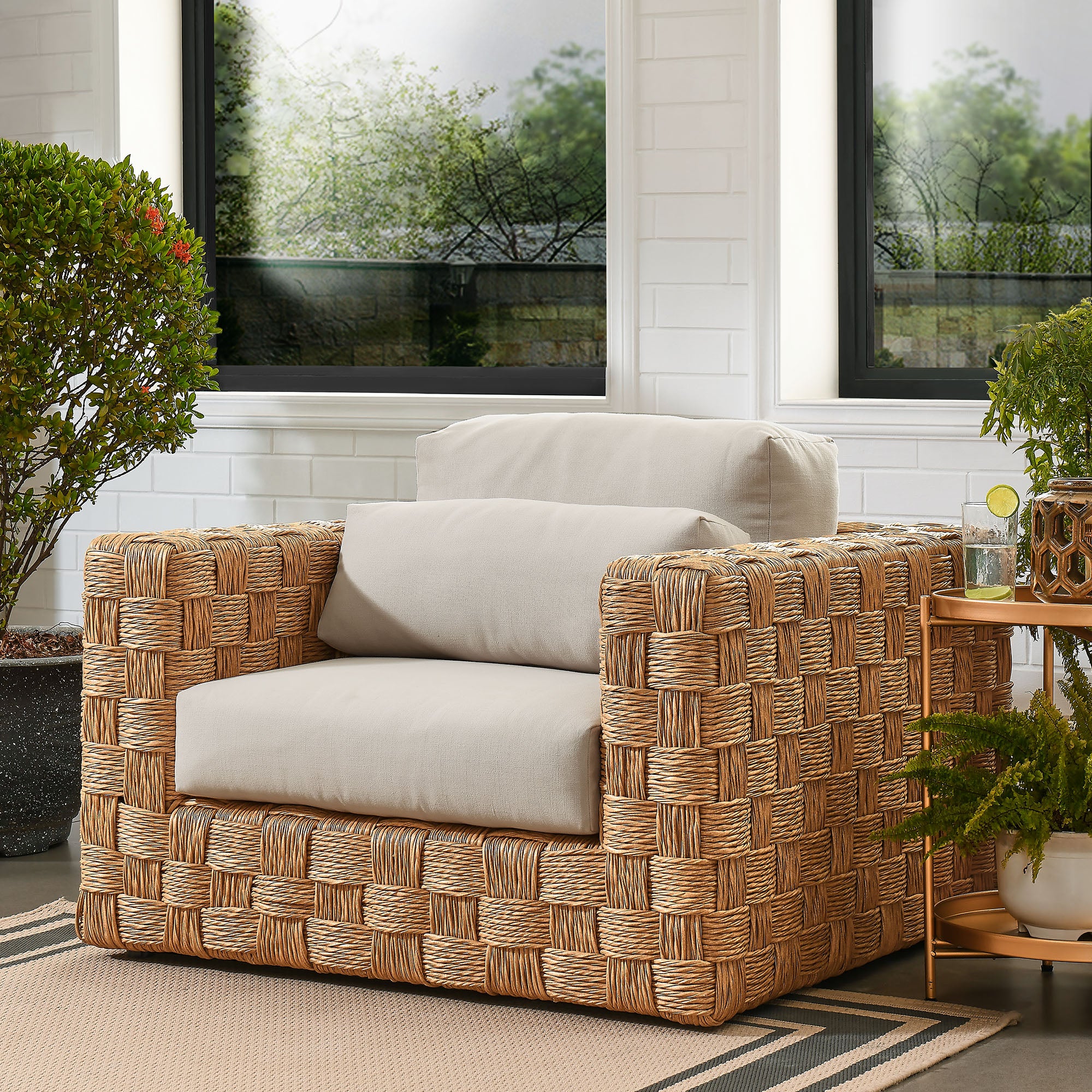 Steffen Outdoor Wicker Rattan Armchair