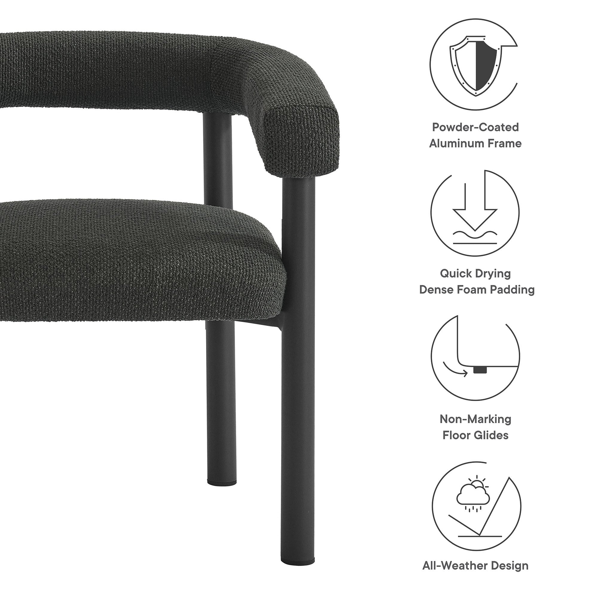 Naveen Outdoor Aluminum Dining Armchairs Set of 2